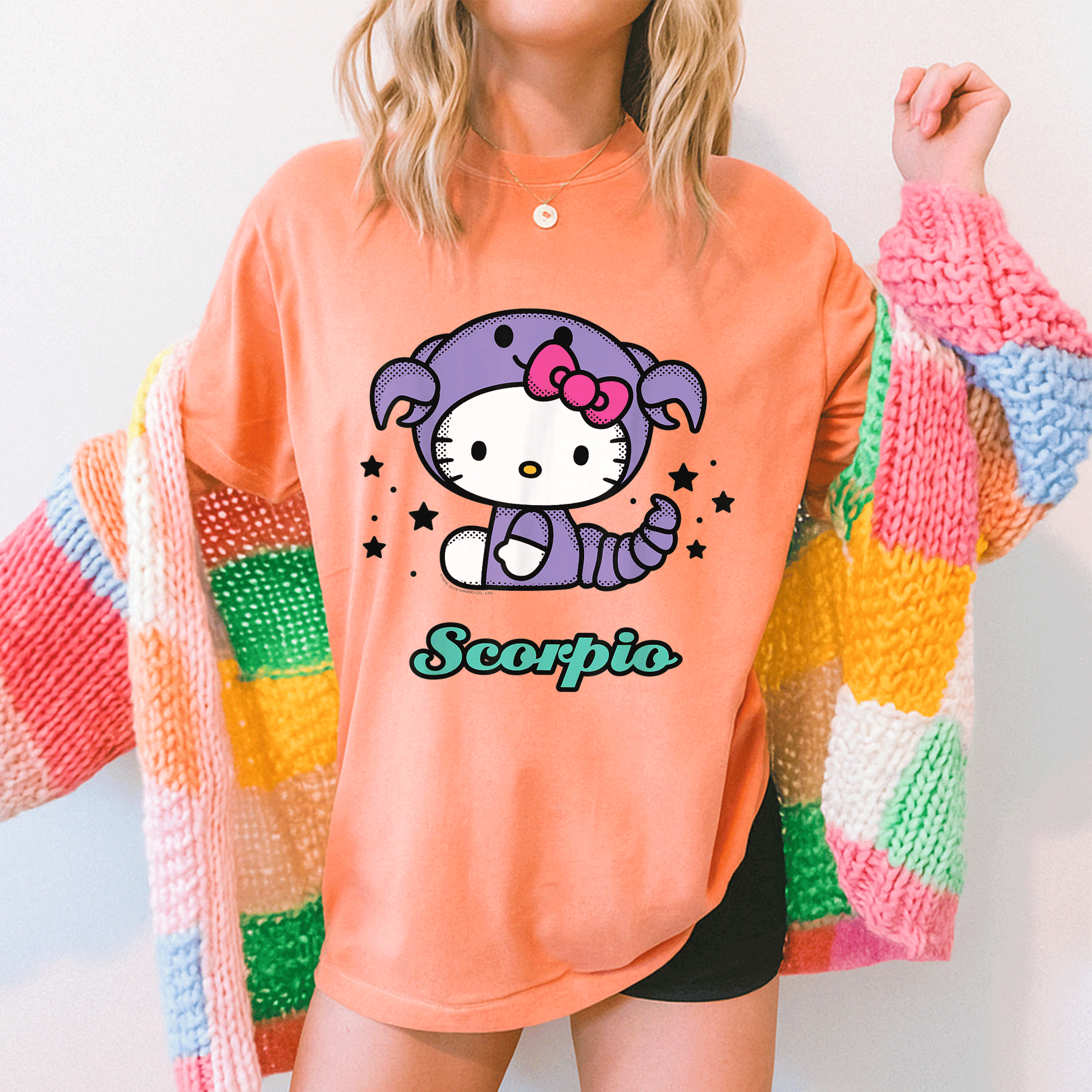 Cute Hello Kitty Scorpio Zodiac Tee Shirt - Adorable Design for Astrology Lovers - Stylish and Comfy Apparel for Feline Fans - 5