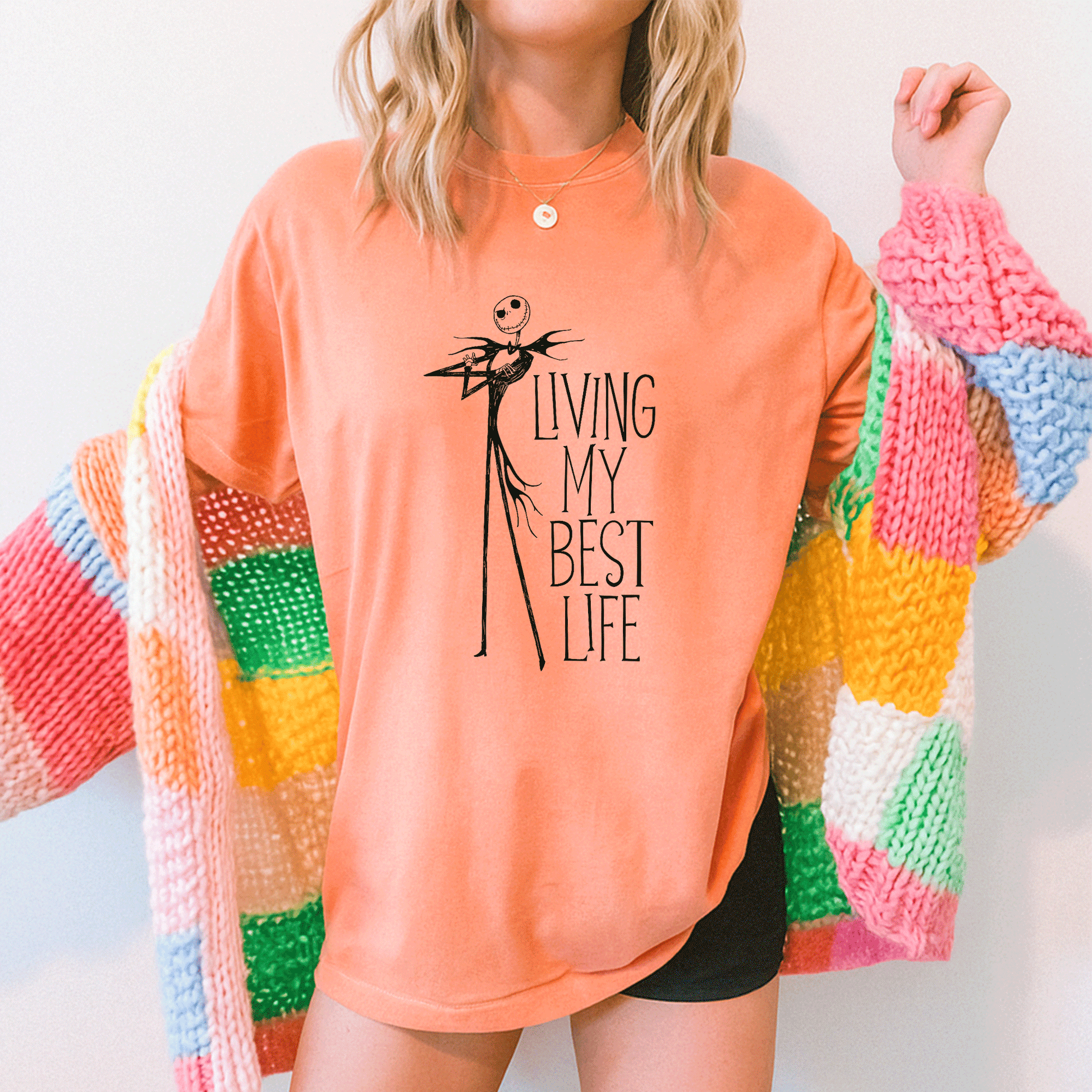 Jack Skellington Living My Best Life T-Shirt - Fun and Unique Design from The Nightmare Before Christmas for Fans of All Ages - 5