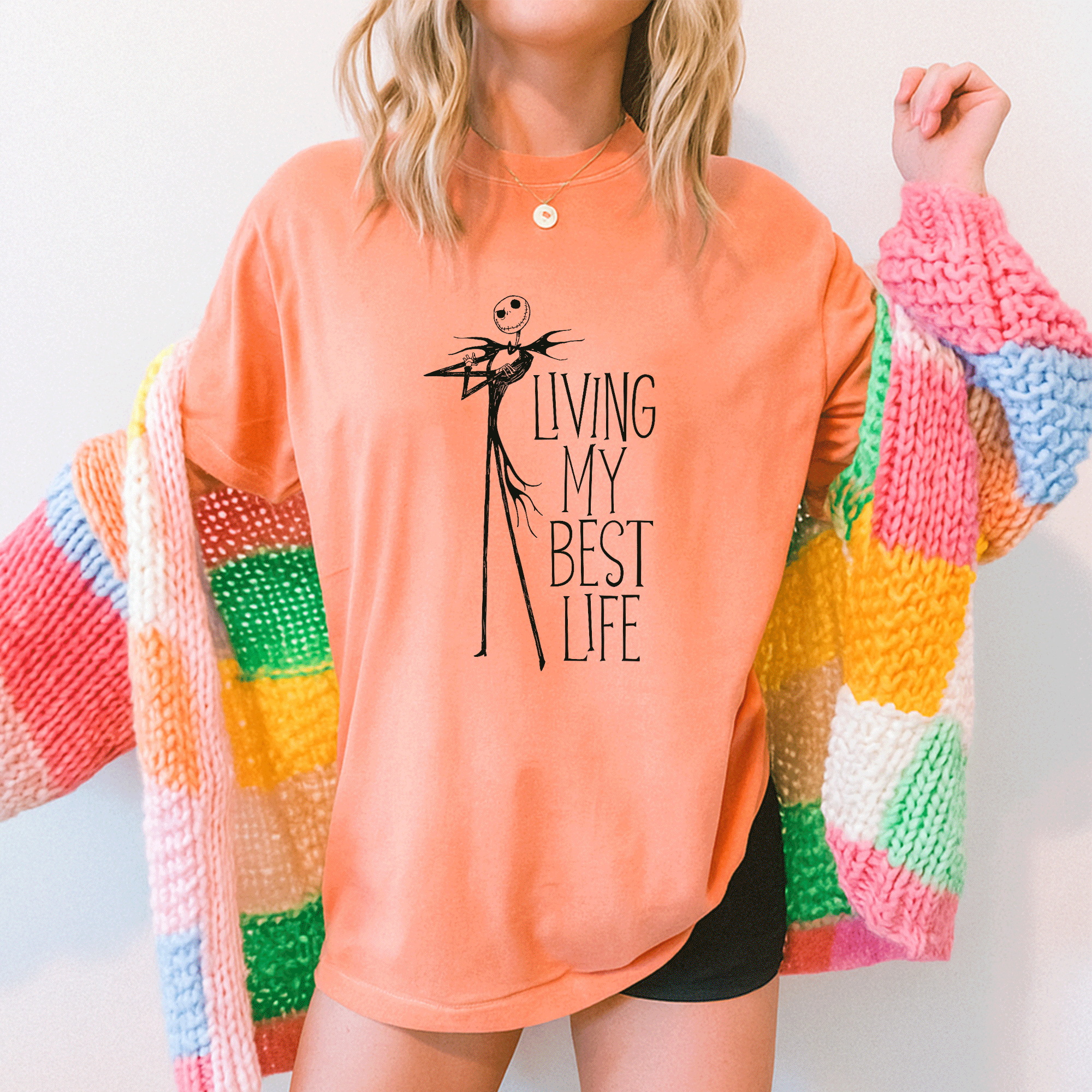 Jack Skellington Living My Best Life T-Shirt - Fun and Unique Design from The Nightmare Before Christmas for Fans of All Ages - 5