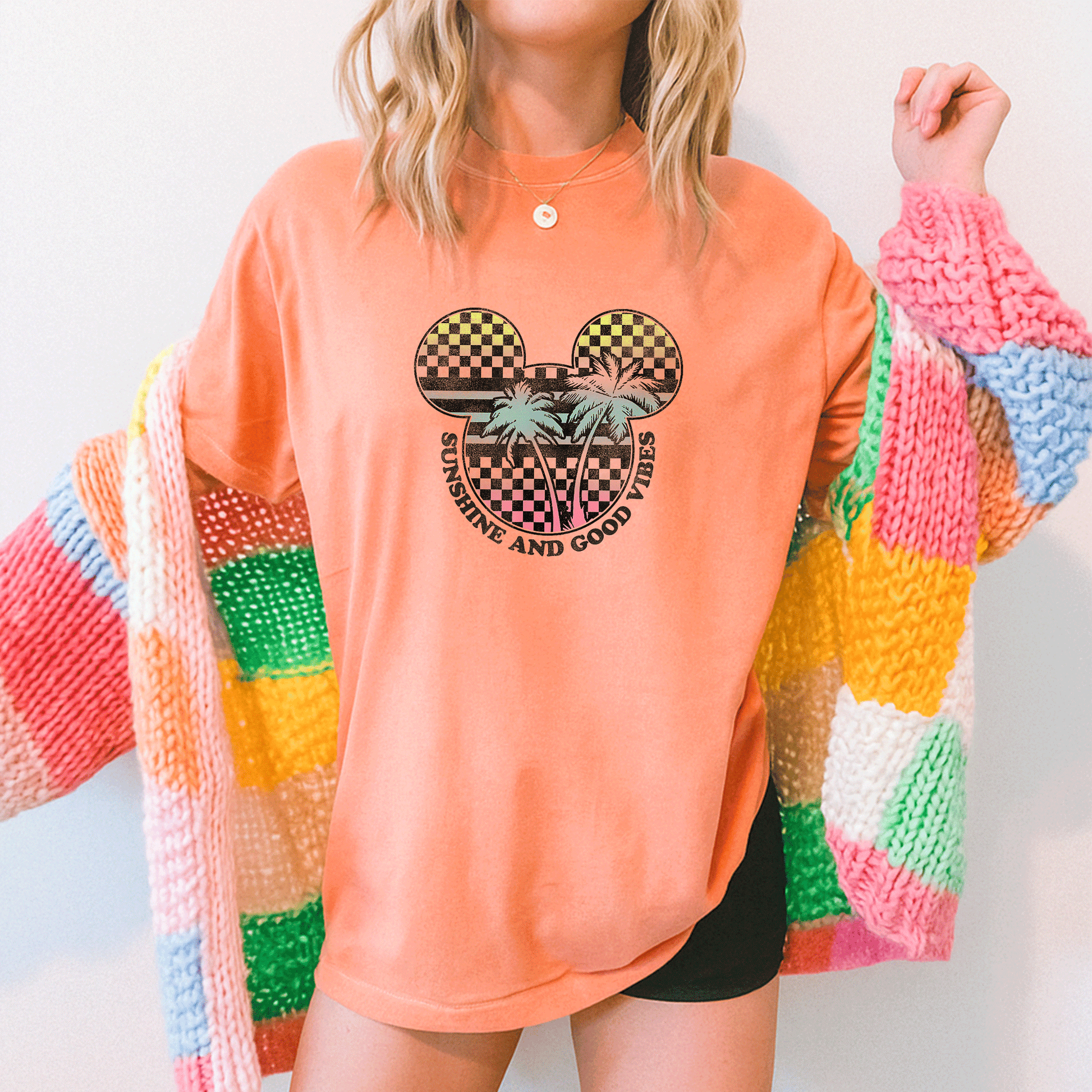 Disney Mickey And Friends Sunshine and Good Vibes Big Logo T-Shirt for Kids and Adults – Fun, Colorful, and Stylish Tee - 5