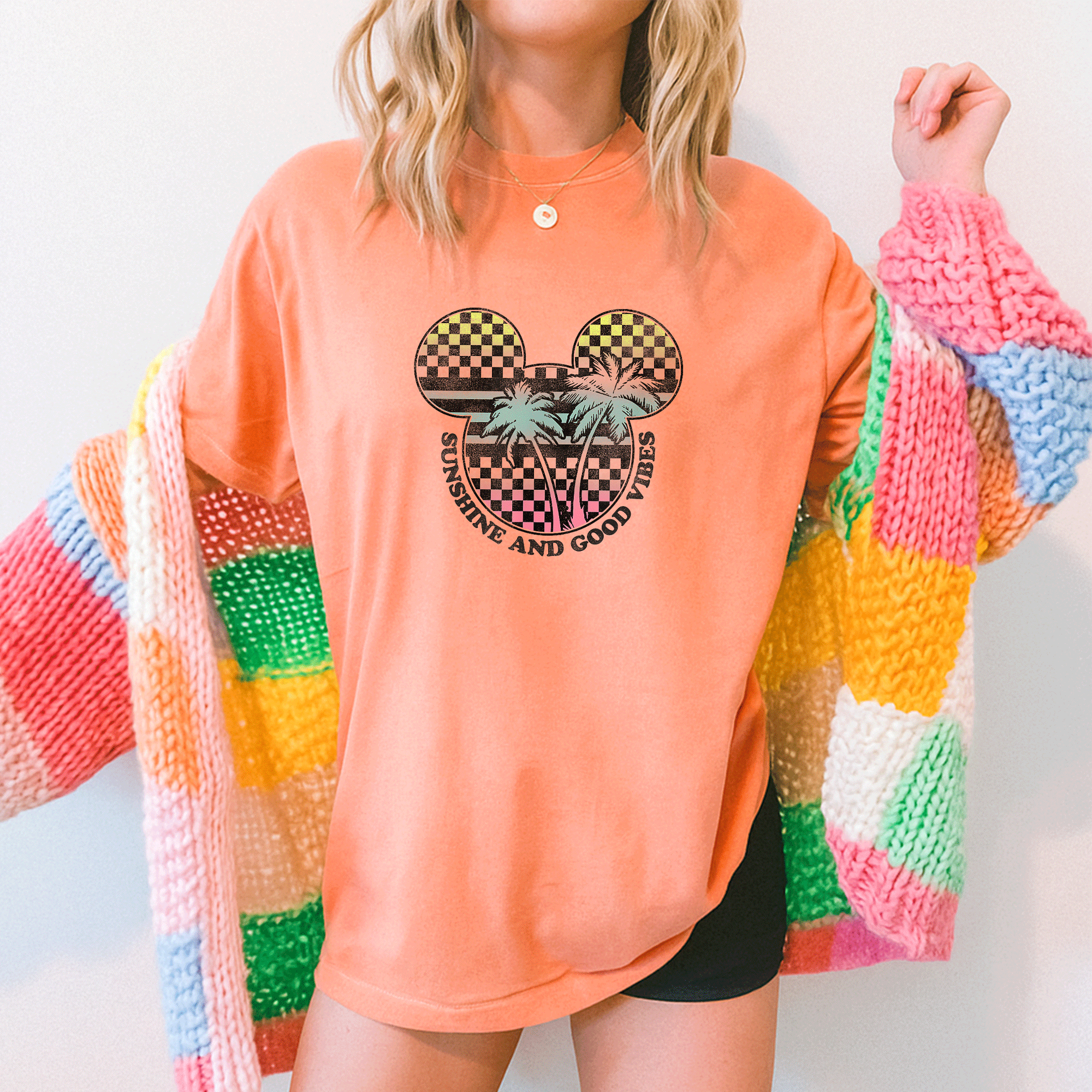 Disney Mickey And Friends Sunshine and Good Vibes Big Logo T-Shirt for Kids and Adults – Fun, Colorful, and Stylish Tee - 5