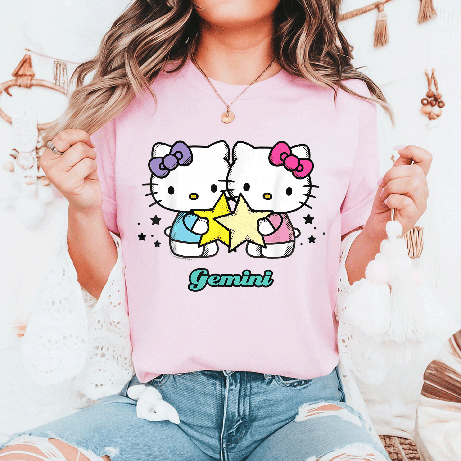Cute Hello Kitty Gemini Zodiac Tee Shirt | Adorable Graphic Design for Astrology Lovers | Perfect Gift for Gemini Fans - 6