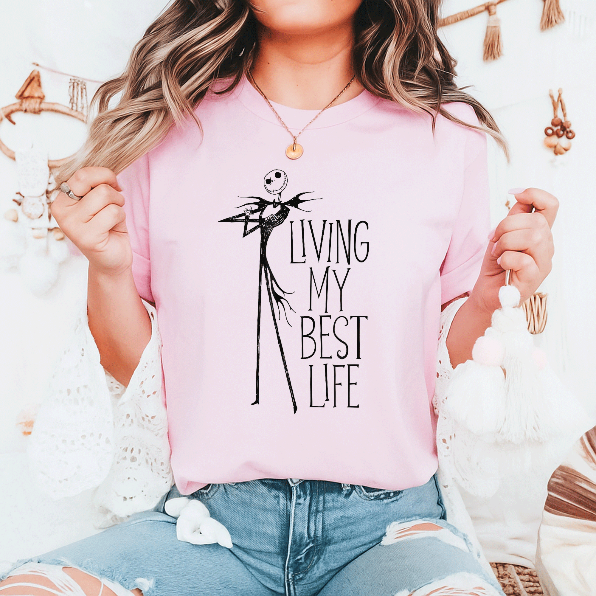 Jack Skellington Living My Best Life T-Shirt - Fun and Unique Design from The Nightmare Before Christmas for Fans of All Ages - 6