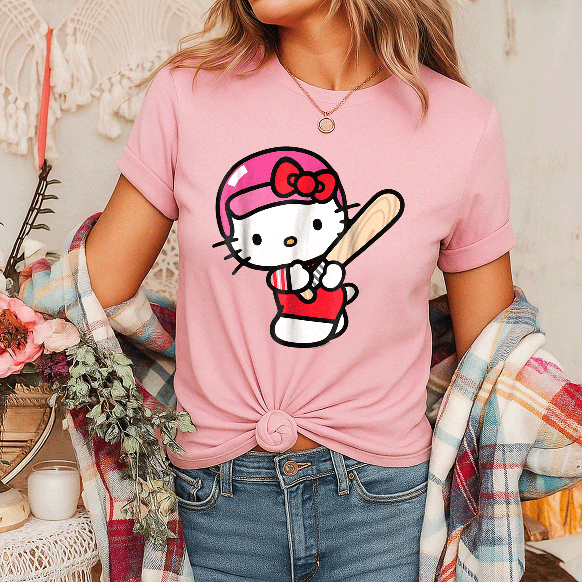 Cute Hello Kitty Baseball Player Tee Shirt for Kids – Adorable Graphic T-Shirt Perfect for Little Sports Fans and Playdates - 7