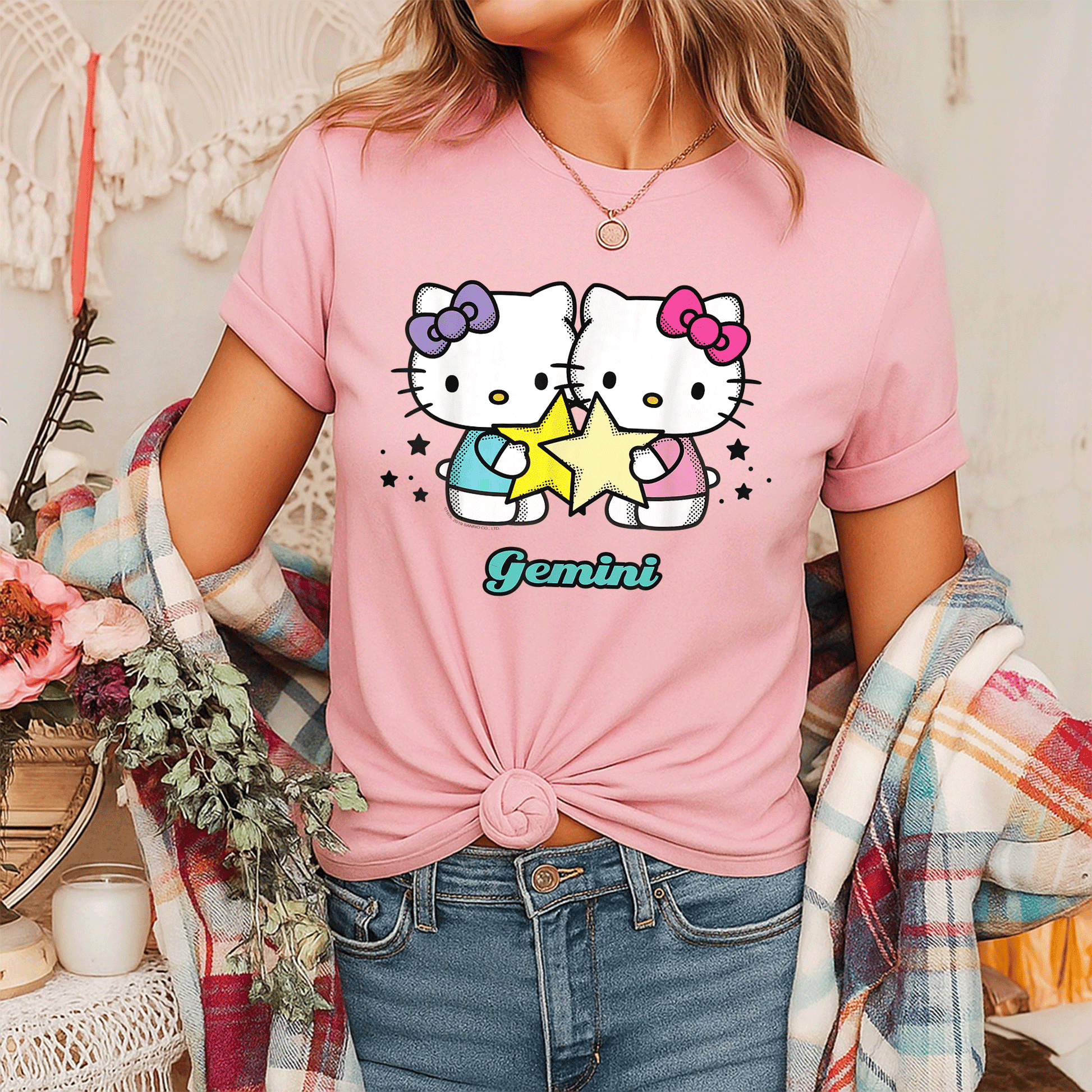 Cute Hello Kitty Gemini Zodiac Tee Shirt | Adorable Graphic Design for Astrology Lovers | Perfect Gift for Gemini Fans - 7