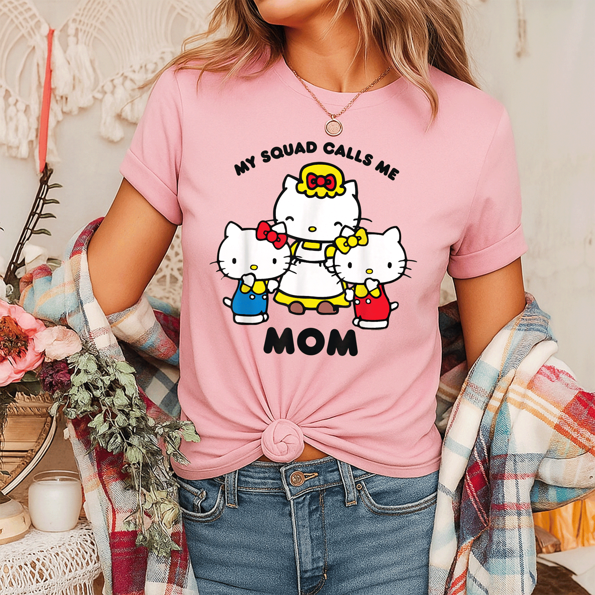 Hello Kitty Mom Squad T-Shirt Cute and Stylish Graphic Tee for Moms Who Love Hello Kitty Embrace Your Fun Side Today - 7