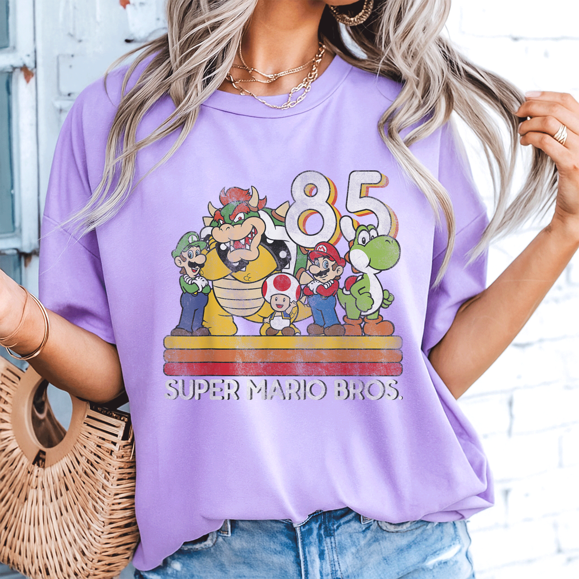 Nintendo Super Mario Retro Character Graphic T-Shirt Unleash Nostalgia with Iconic Mario and Friends Retro Design - 8