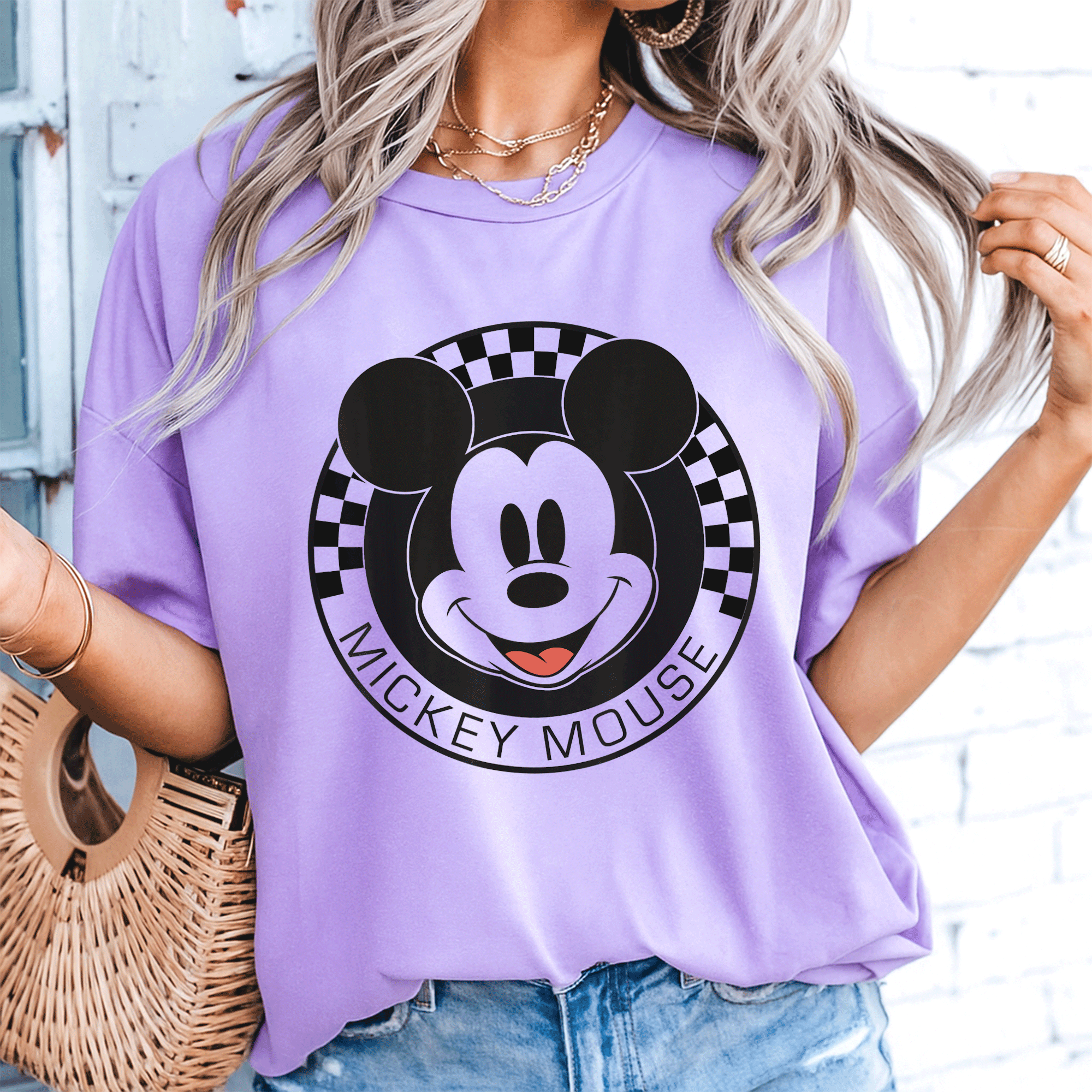 Disney Mickey Mouse Checkerboard Circle T-Shirt for Kids and Adults – Fun and Colorful Mickey and Friends Design - 8