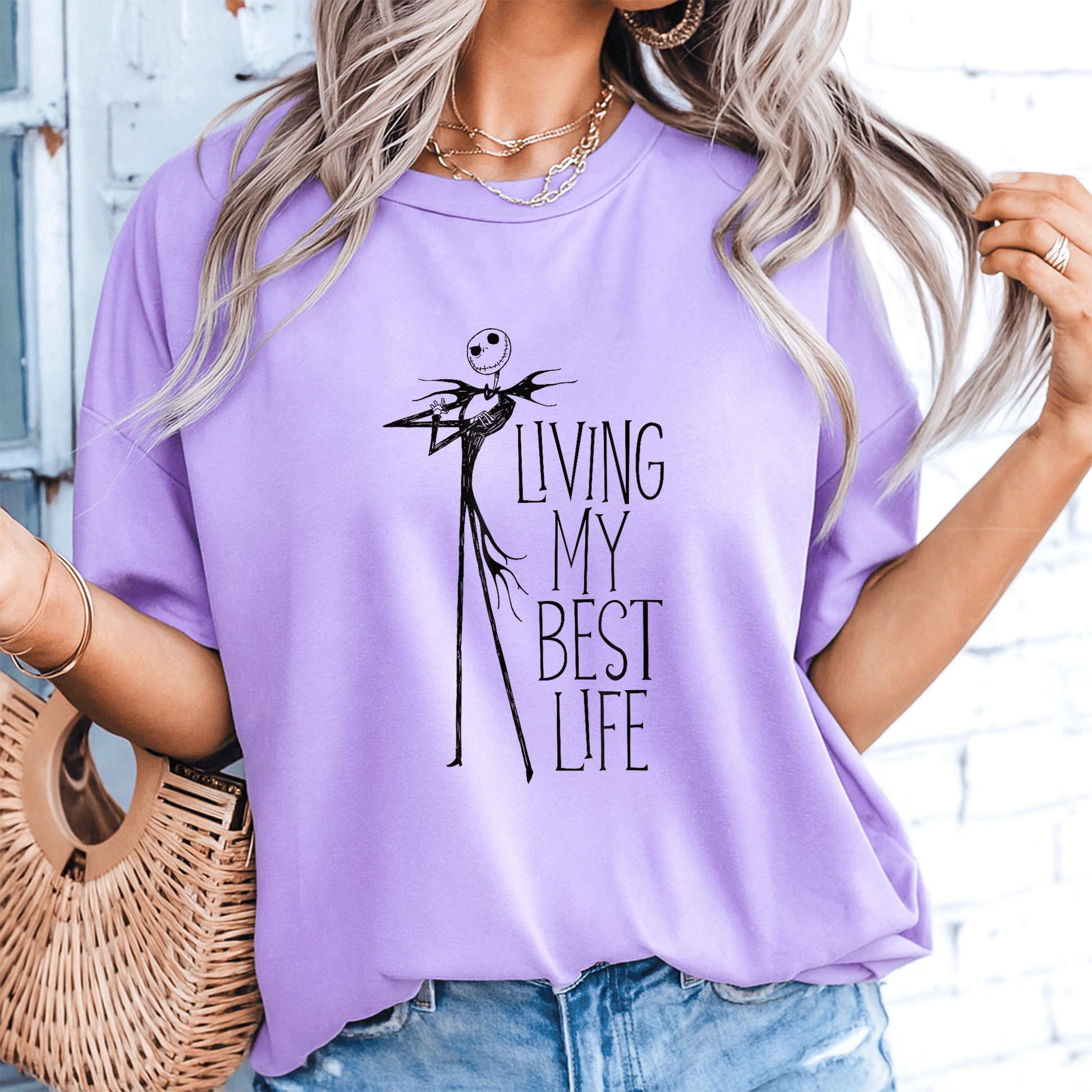Jack Skellington Living My Best Life T-Shirt - Fun and Unique Design from The Nightmare Before Christmas for Fans of All Ages - 8