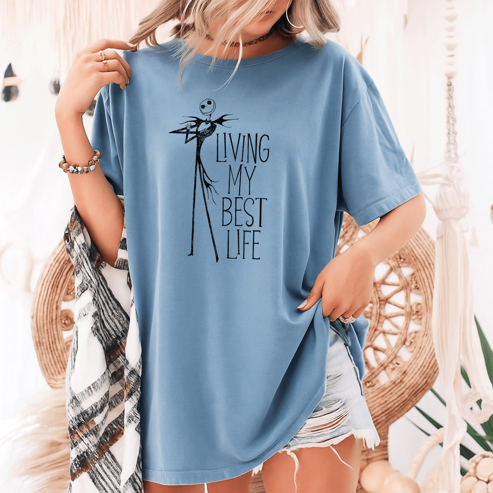 Jack Skellington Living My Best Life T-Shirt - Fun and Unique Design from The Nightmare Before Christmas for Fans of All Ages - 9