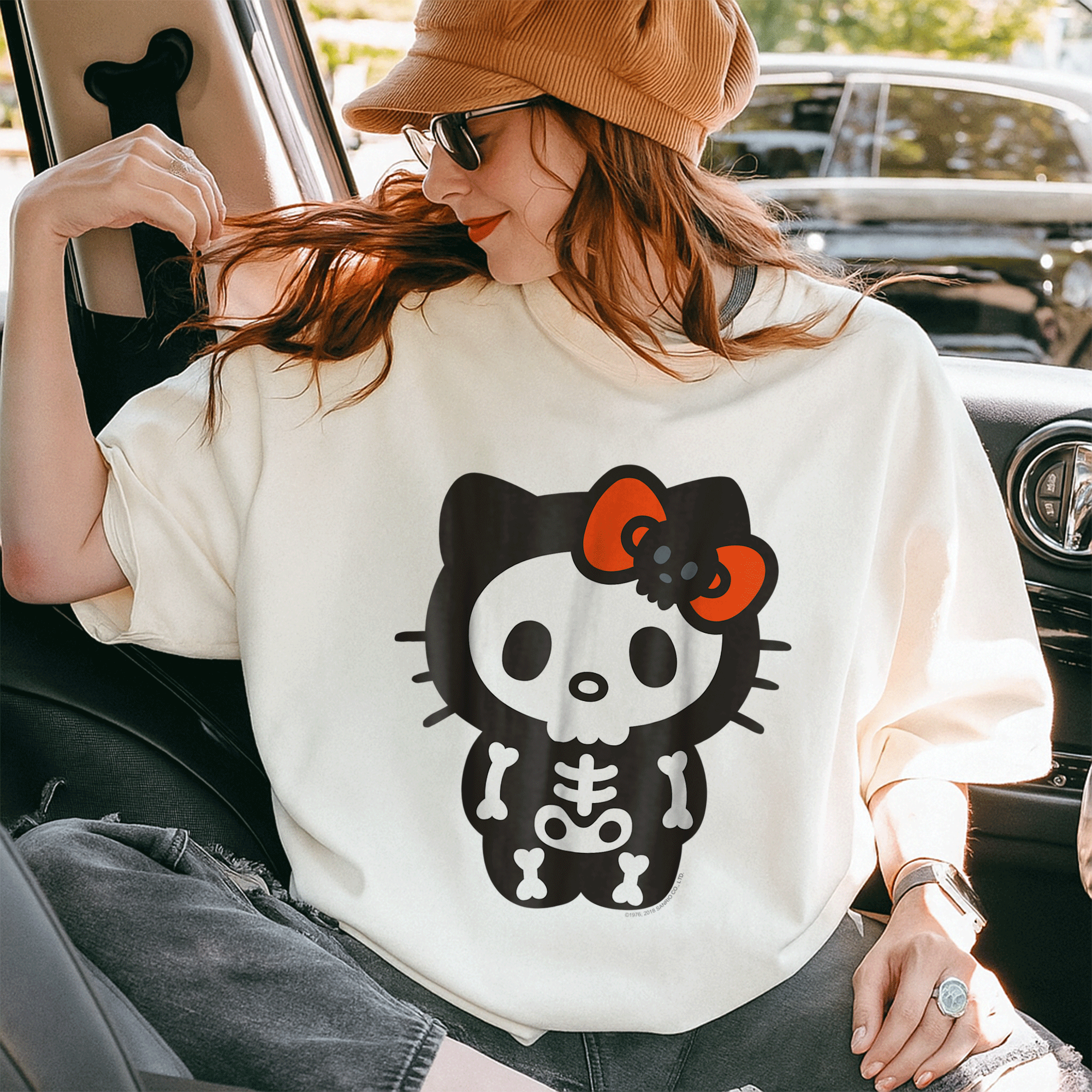 Adorable Hello Kitty Skeleton Halloween Tee Shirt for Fun and Spooky Celebrations, Perfect for Kids and Adults Alike! - 10