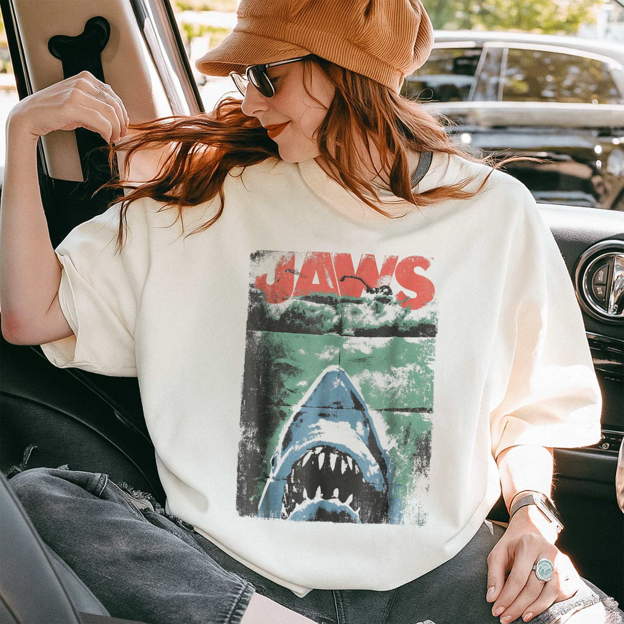Vintage Jaws Distressed Retro Movie Poster Graphic T-Shirt for Shark Lovers - Casual and Stylish Tees for Fans - 10