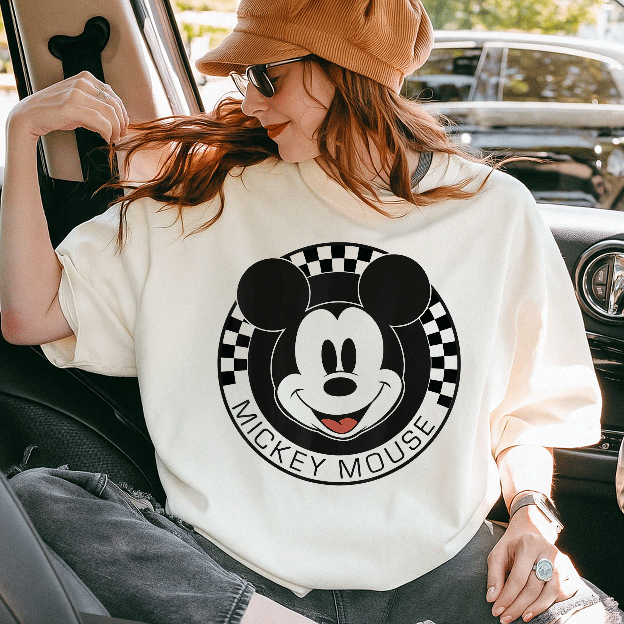 Disney Mickey Mouse Checkerboard Circle T-Shirt for Kids and Adults – Fun and Colorful Mickey and Friends Design - 10