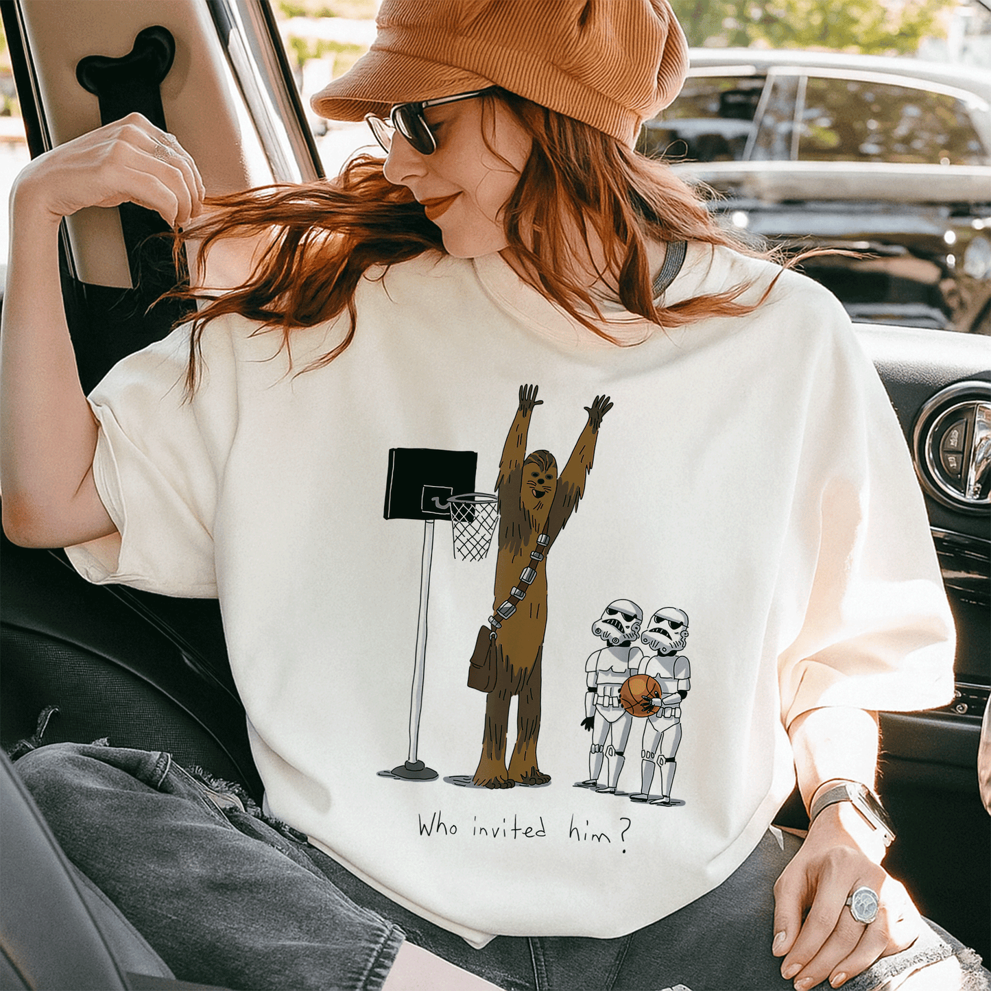 Star Wars Chewbacca Basketball Who Invited Him T-Shirt Fun Graphic Tee for Fans of Chewy and Sports Enthusiasts - 10