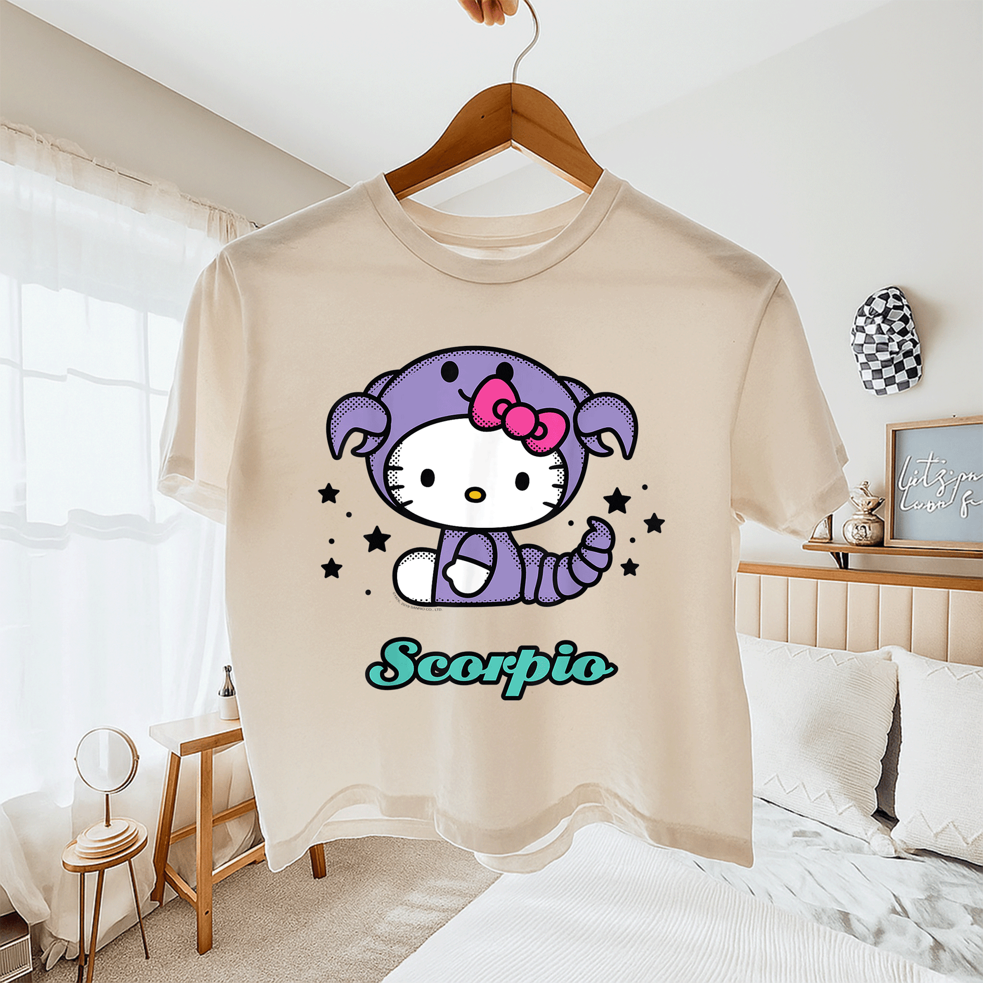 Cute Hello Kitty Scorpio Zodiac Tee Shirt - Adorable Design for Astrology Lovers - Stylish and Comfy Apparel for Feline Fans - 11