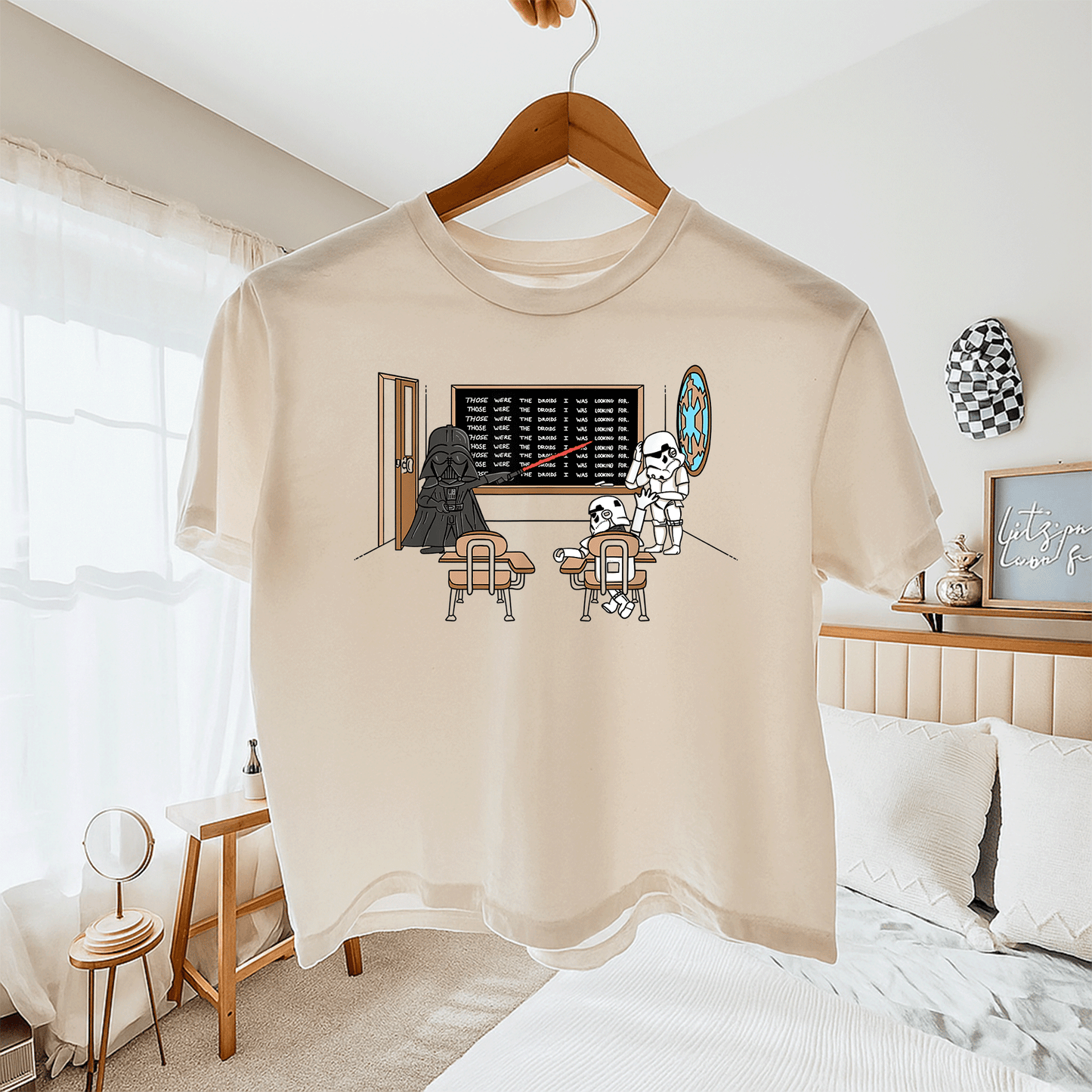 Star Wars Darth Vader Doodle T-Shirt for Fans Those Were The Droids Classroom Style Fun Graphic Tee for Kids and Adults - 11