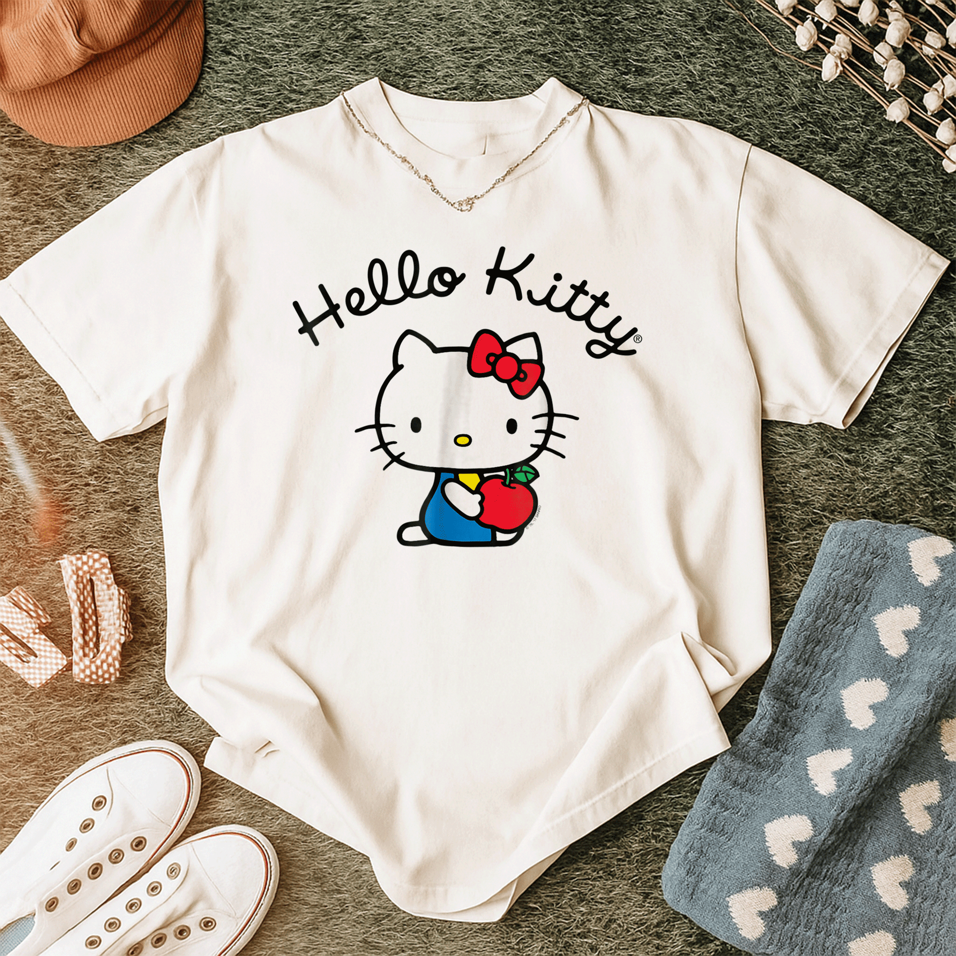 Cute Hello Kitty Retro Logo Tee Shirt for Stylish Fans - Classic Design, Perfect for Casual Wear and Nostalgic Vibes - 12