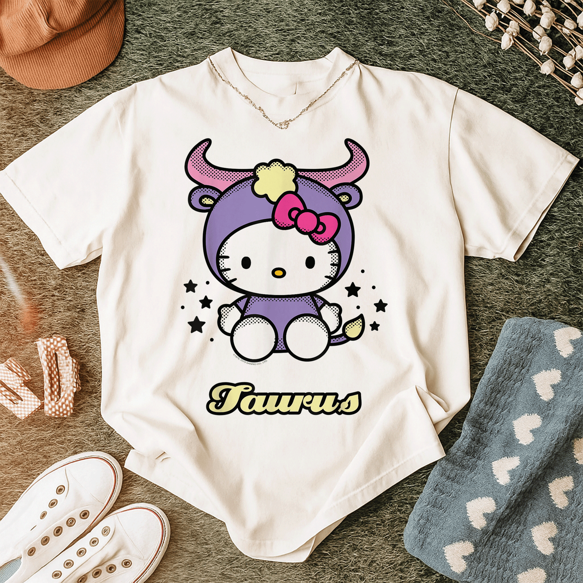 Cute Hello Kitty Taurus Tee Shirt Celebrate Your Zodiac Sign with Adorable Hello Kitty Graphics Perfect for Taurus Fans - 12