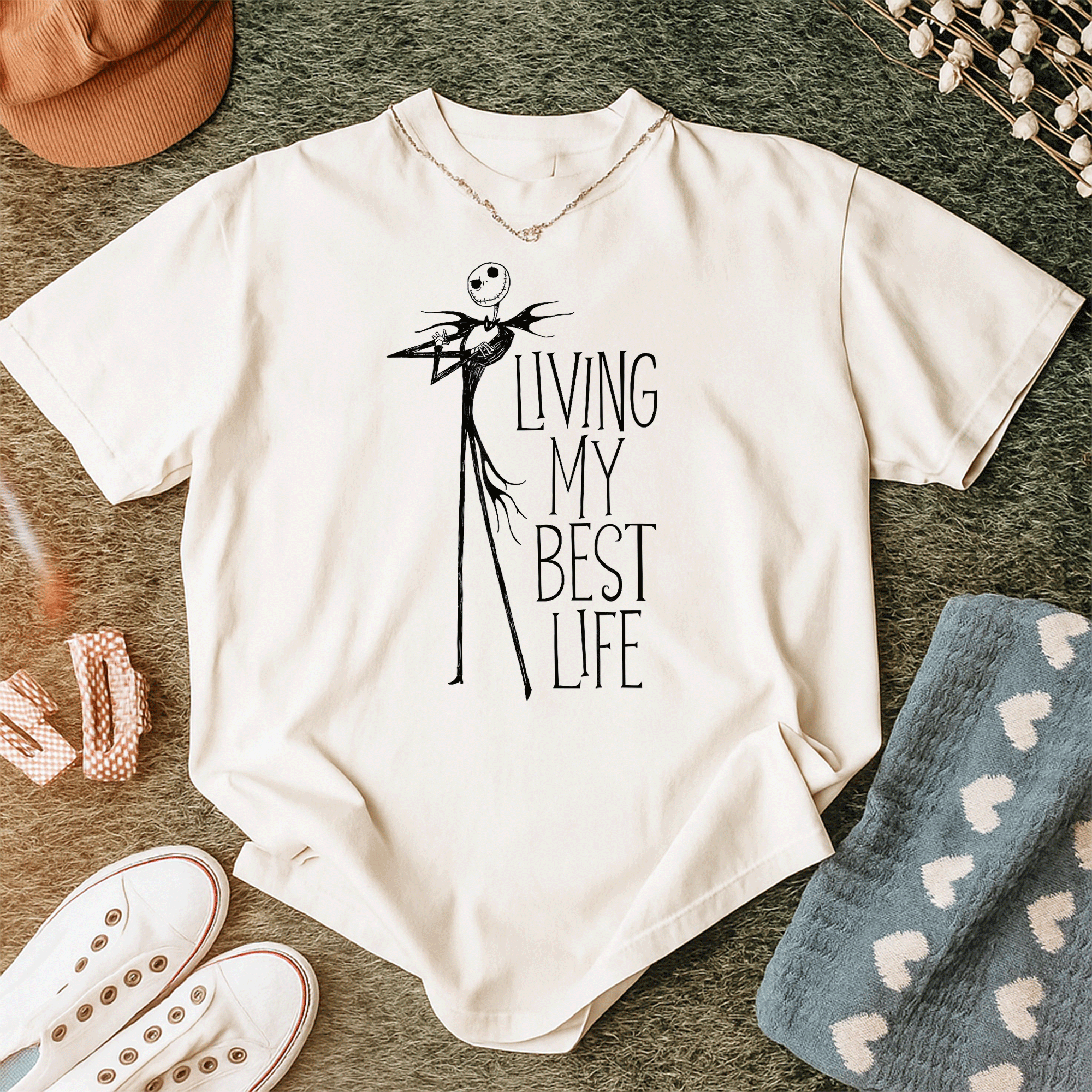 Jack Skellington Living My Best Life T-Shirt - Fun and Unique Design from The Nightmare Before Christmas for Fans of All Ages - 12