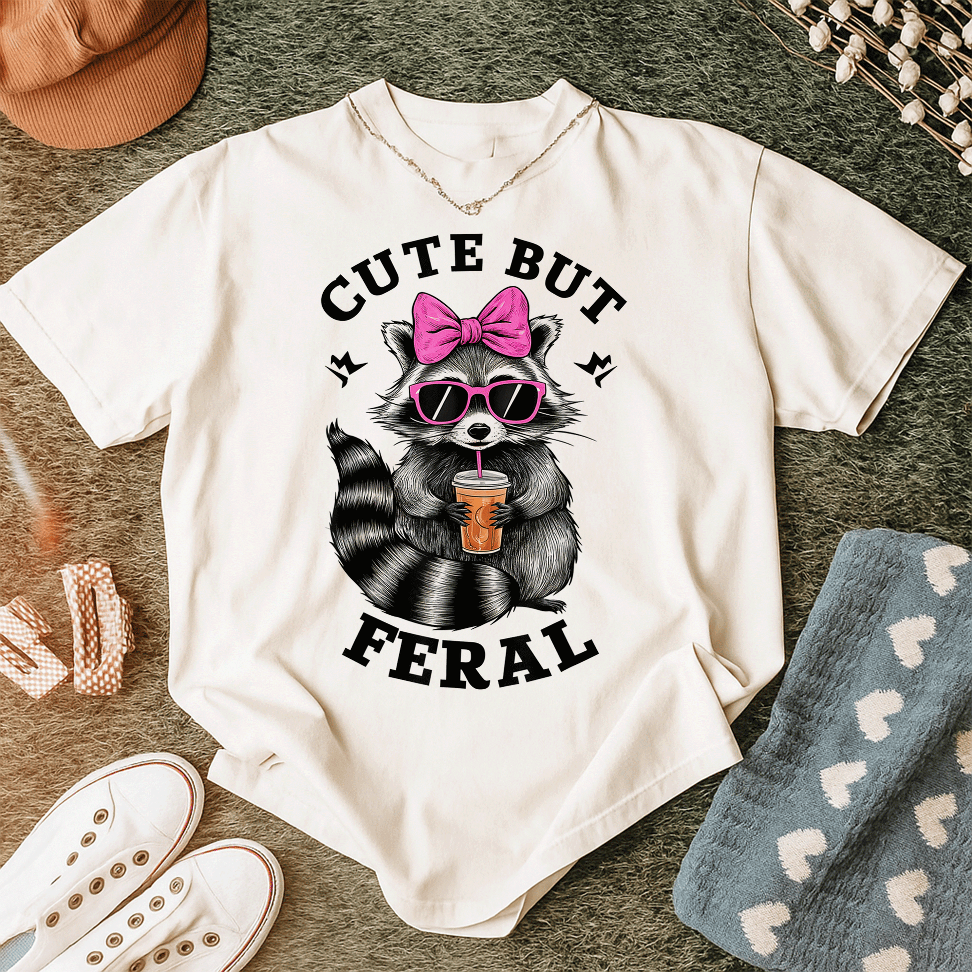 Cute Feral Raccoon T-Shirt with Sunglasses | Fun and Colorful Graphic Tee for Animal Lovers and Casual Wear - 12