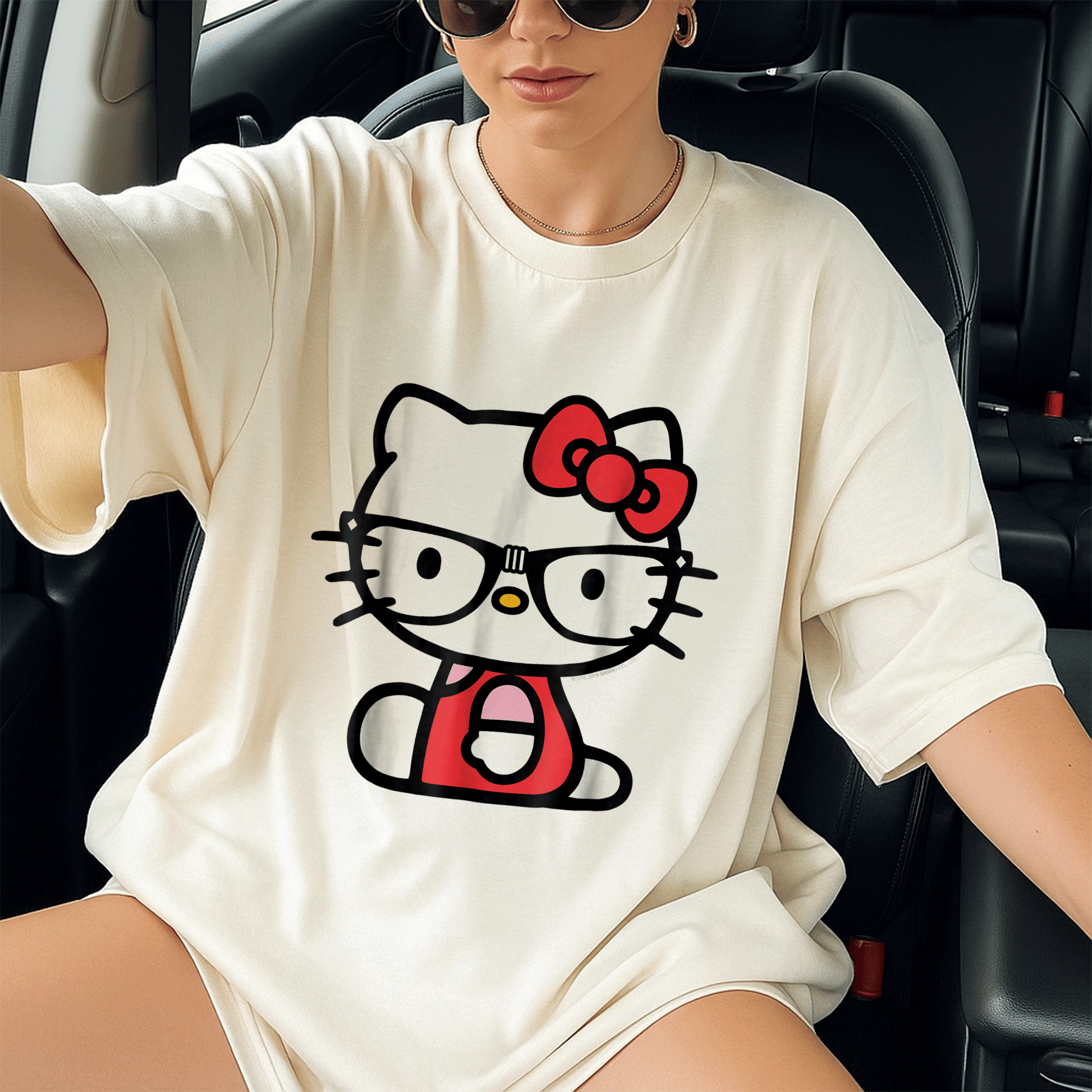 Cute Hello Kitty Nerd Glasses Tee Shirt Perfect for Fans Stylish Graphic Tee with Adorable Kitty Design for Everyday Wear - 13