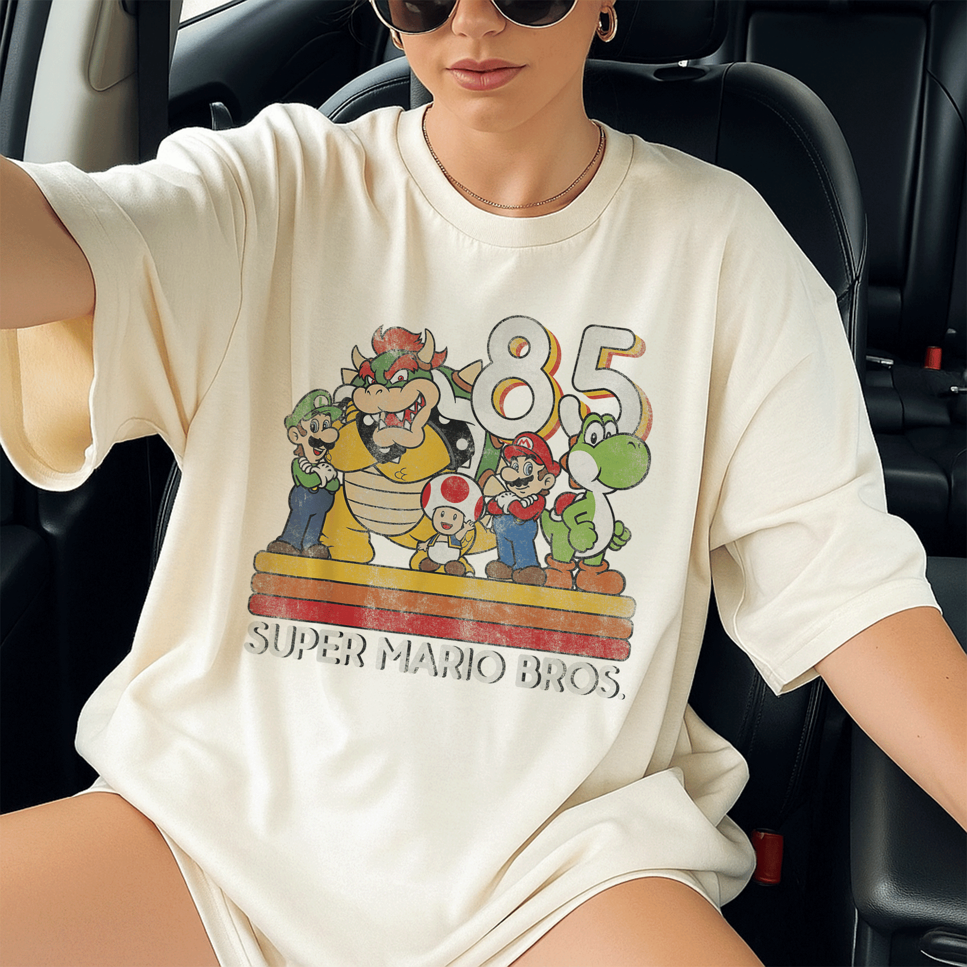 Nintendo Super Mario Retro Character Graphic T-Shirt Unleash Nostalgia with Iconic Mario and Friends Retro Design - 13