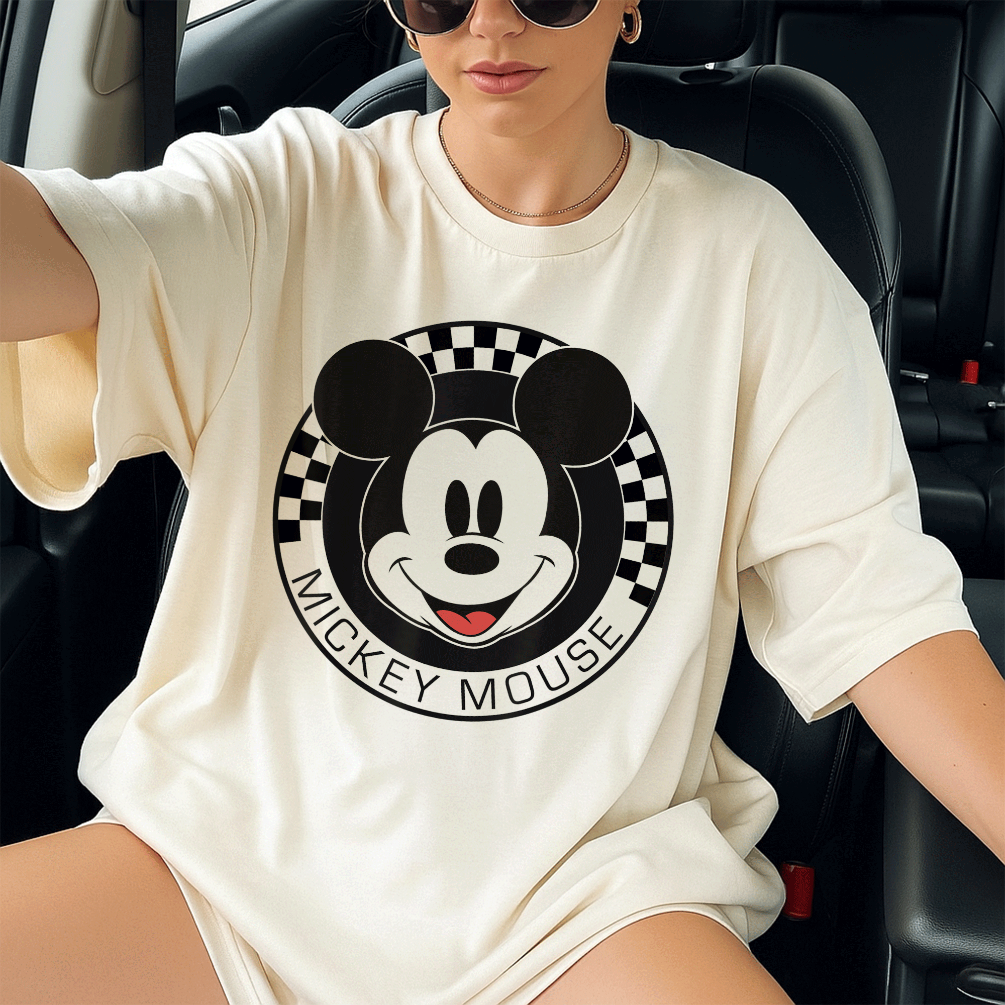 Disney Mickey Mouse Checkerboard Circle T-Shirt for Kids and Adults – Fun and Colorful Mickey and Friends Design - 13
