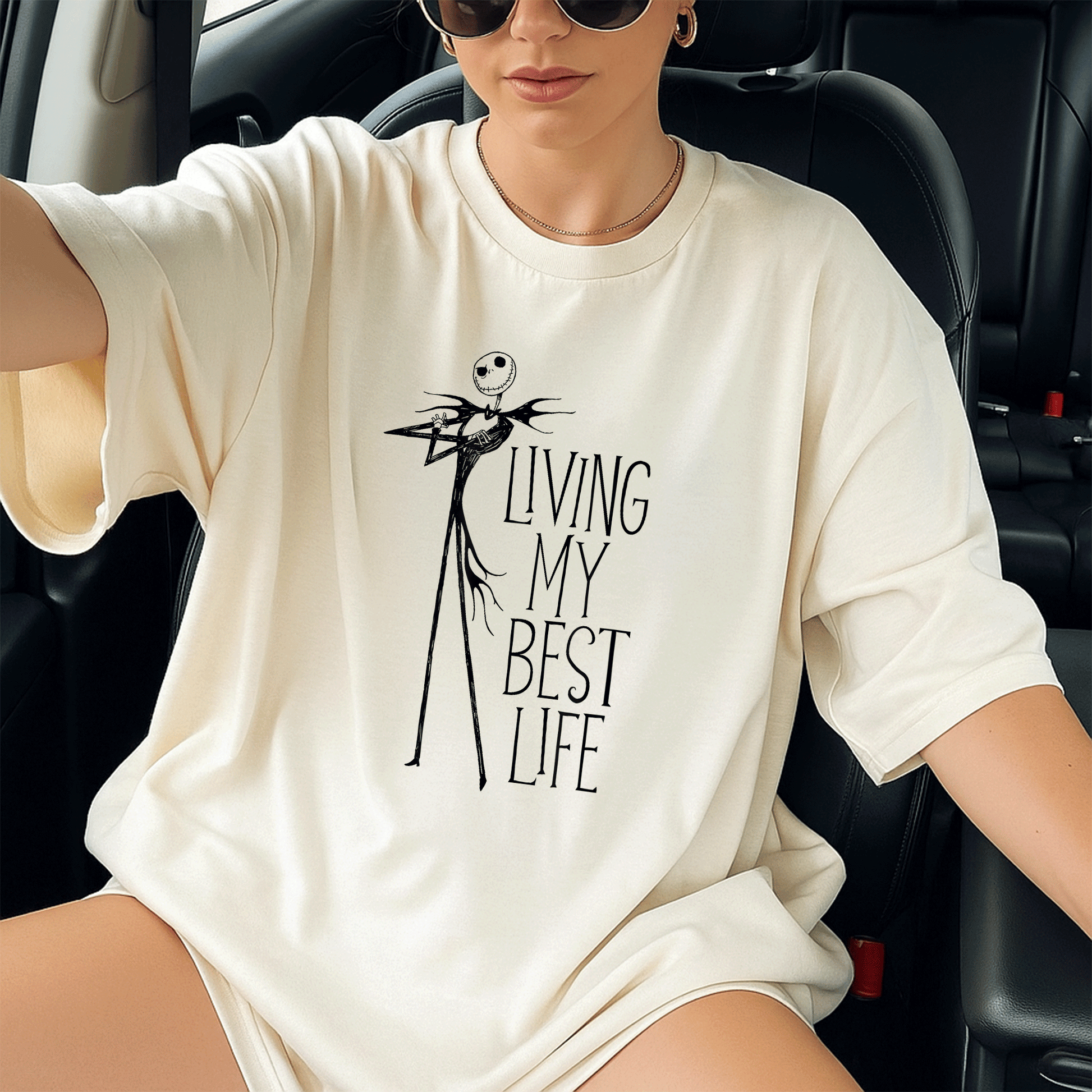 Jack Skellington Living My Best Life T-Shirt - Fun and Unique Design from The Nightmare Before Christmas for Fans of All Ages - 13