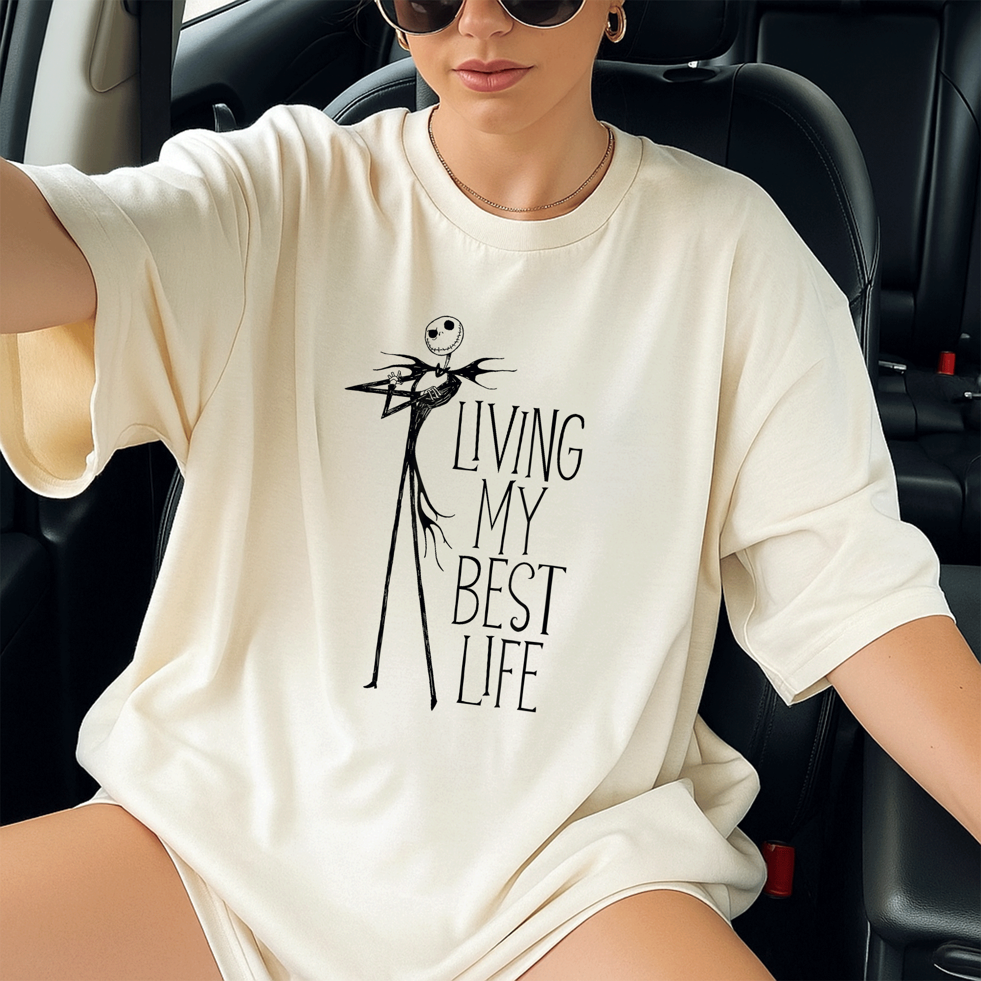 Jack Skellington Living My Best Life T-Shirt - Fun and Unique Design from The Nightmare Before Christmas for Fans of All Ages - 13
