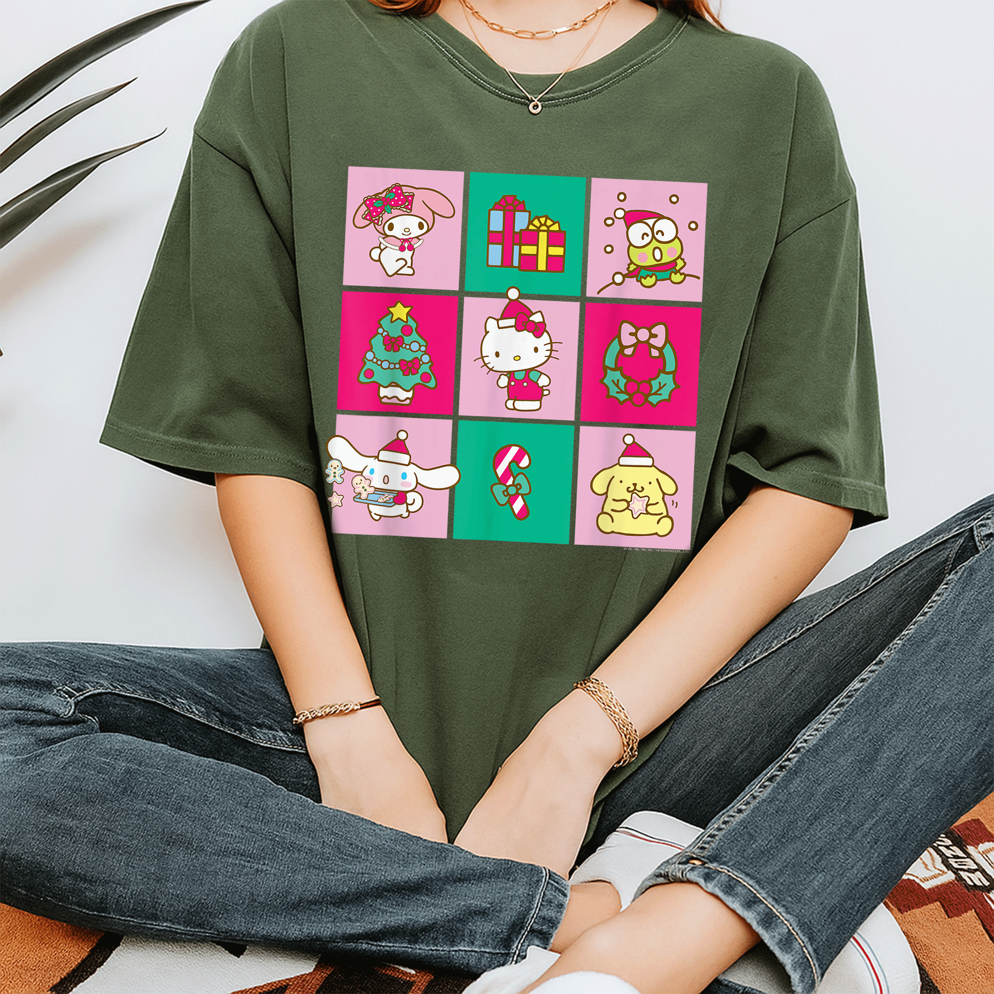 Hello Sanrio Friends Christmas Time Tee Shirt Adorable Holiday T-Shirt with Cute Characters for Festive Fun and Celebration - 7