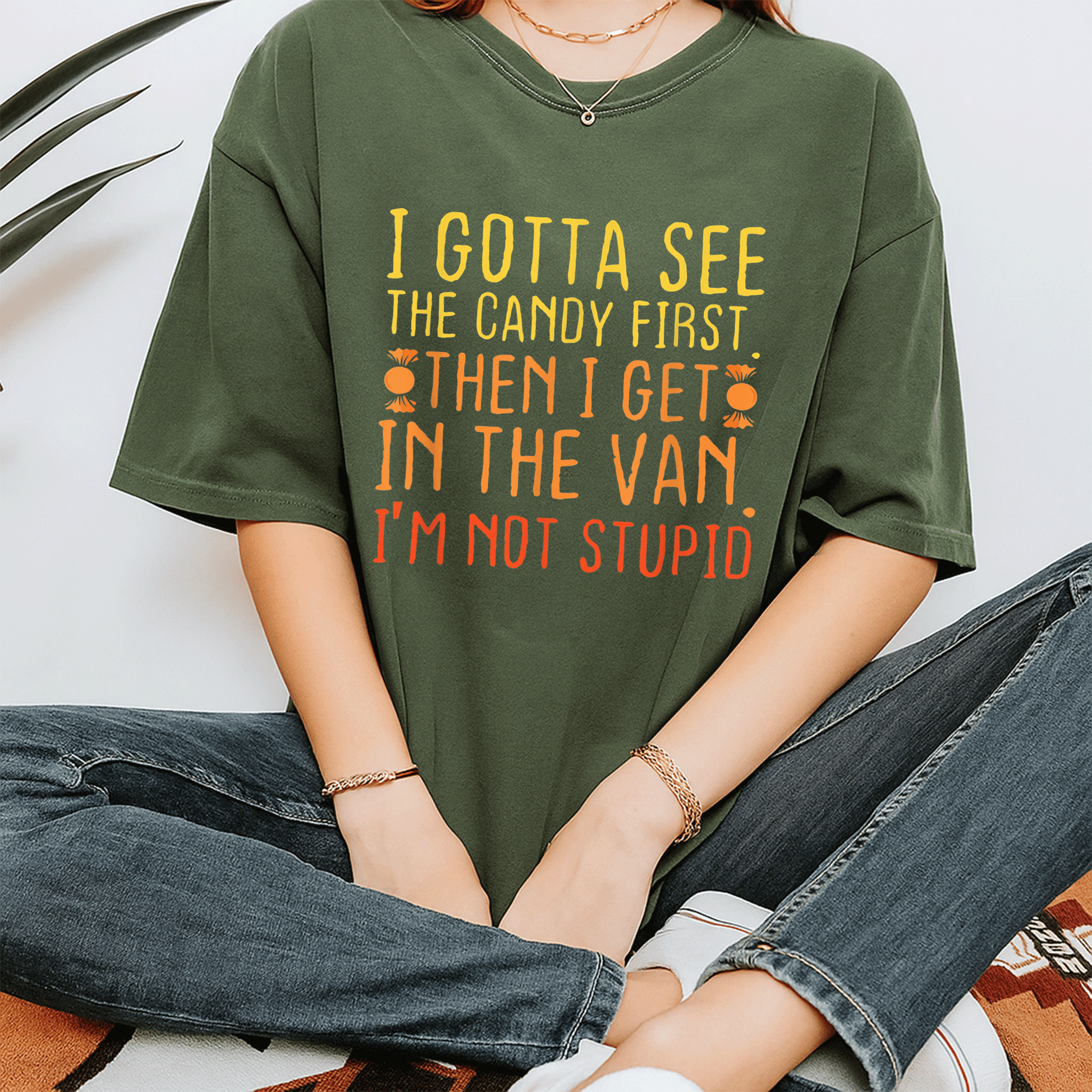 I Gotta See The Candy First T-Shirt | Funny Creepy Adult Graphic Tee for Halloween Lovers and Trick-or-Treat Enthusiasts - 7