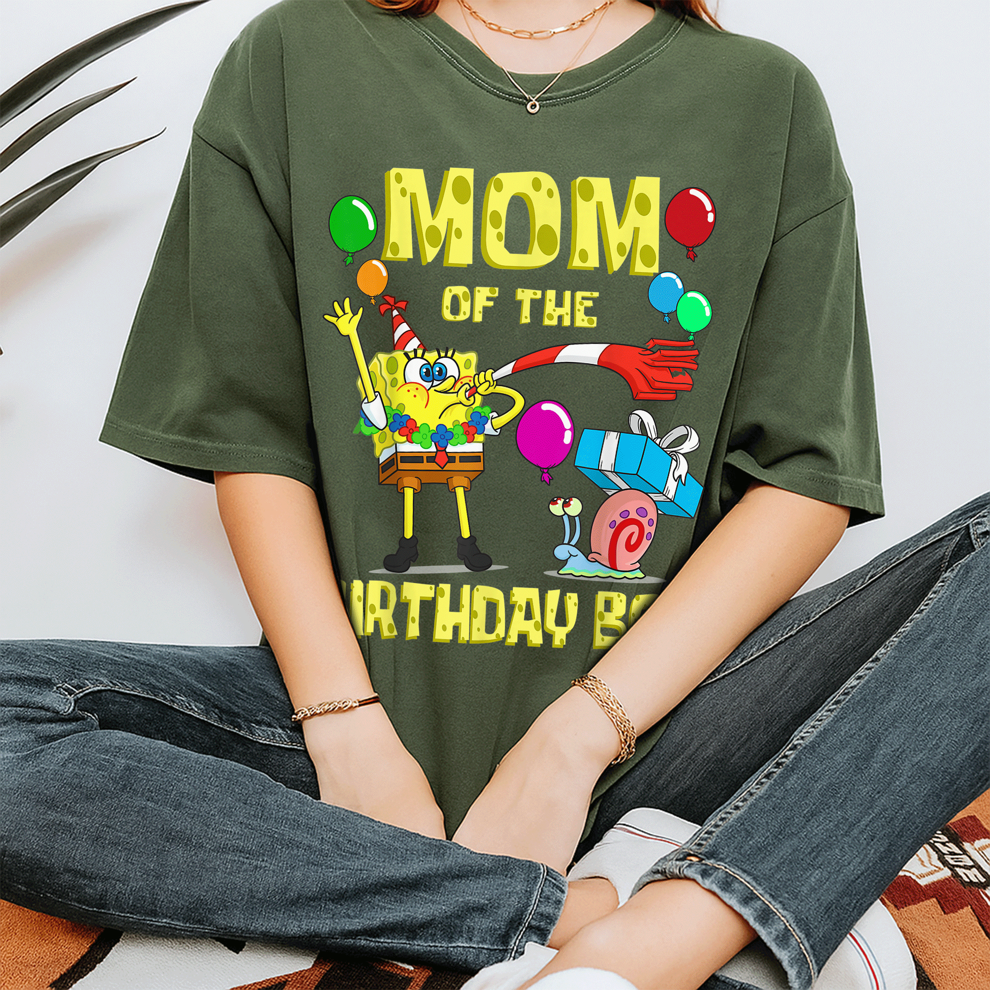 Mademark SpongeBob SquarePants Mommy of the Birthday Boy Party T-Shirt for Fun Celebrations and Special Moments - 7