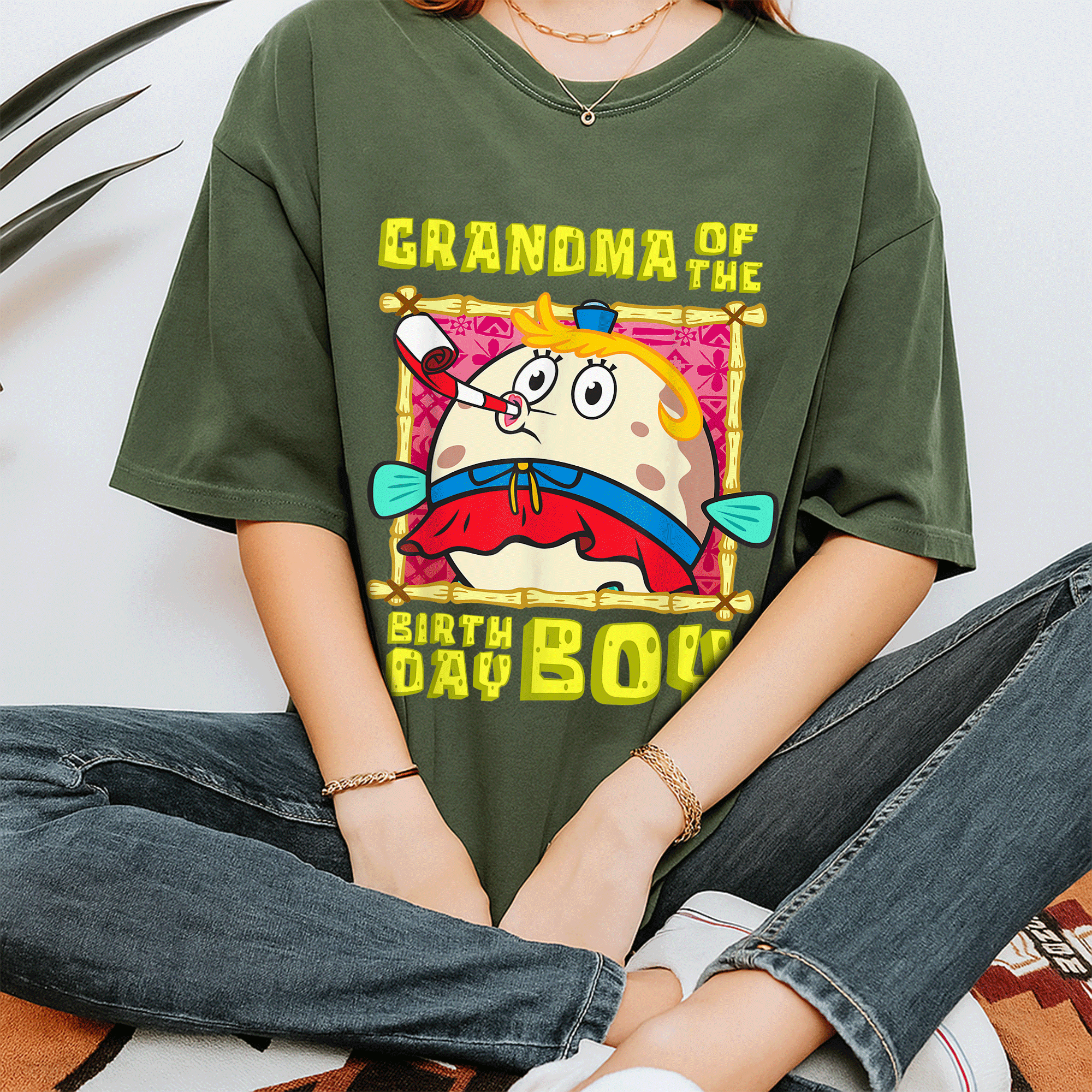 Mademark SpongeBob SquarePants Mrs Puff Grandma Birthday Boy T-Shirt Cute Graphic Tee for Grandmothers and Fans - 7