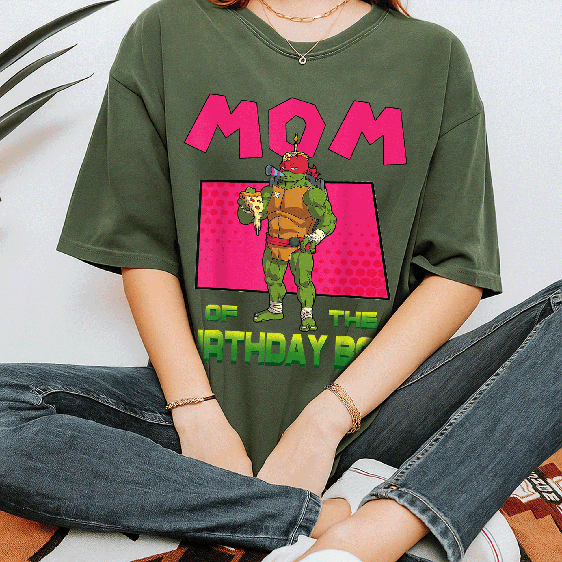 Mademark Teenage Mutant Ninja Turtles Raph Birthday Boy Pizza Theme T-Shirt for Moms - Fun and Festive Party Wear! - 7