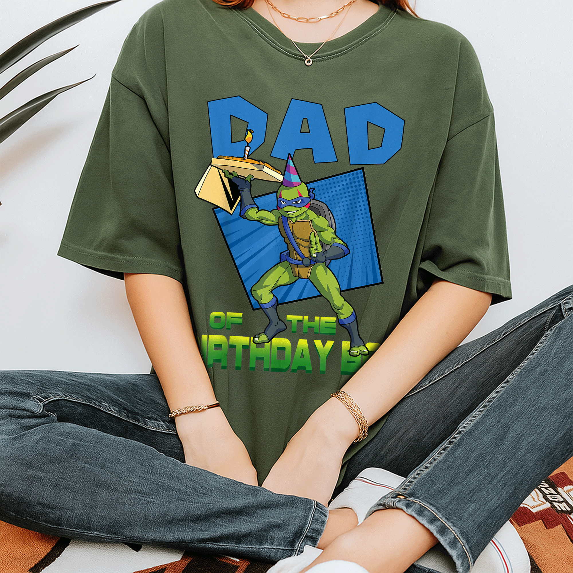 Mademark Teenage Mutant Ninja Turtles Men's Leo Daddy of the Birthday Boy Pizza Party T-Shirt for Fun Celebrations - 7