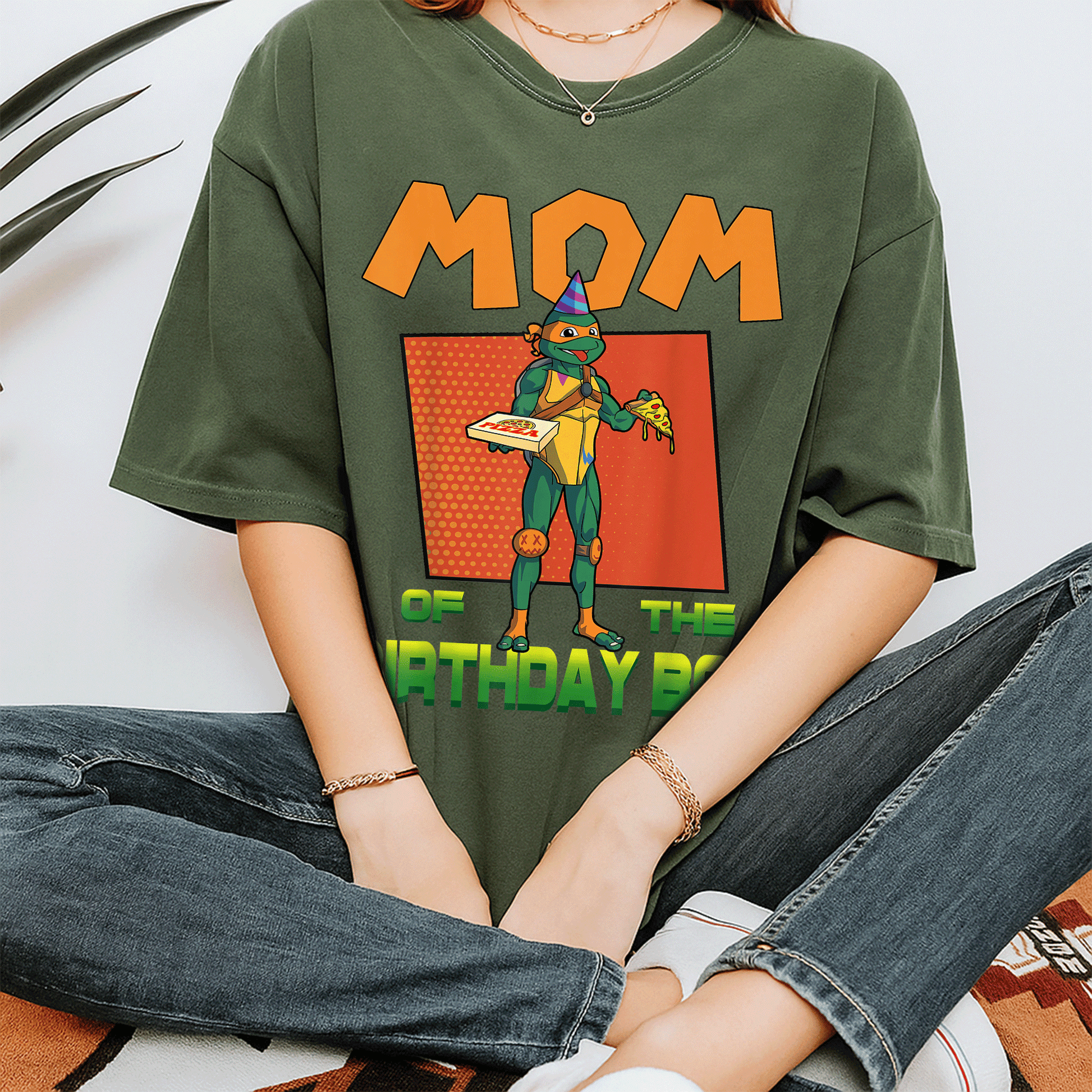 Mademark TMNT Mikey Pizza Theme Party T-Shirt for Mommy of the Birthday Boy - Fun and Stylish Celebration Outfit - 7