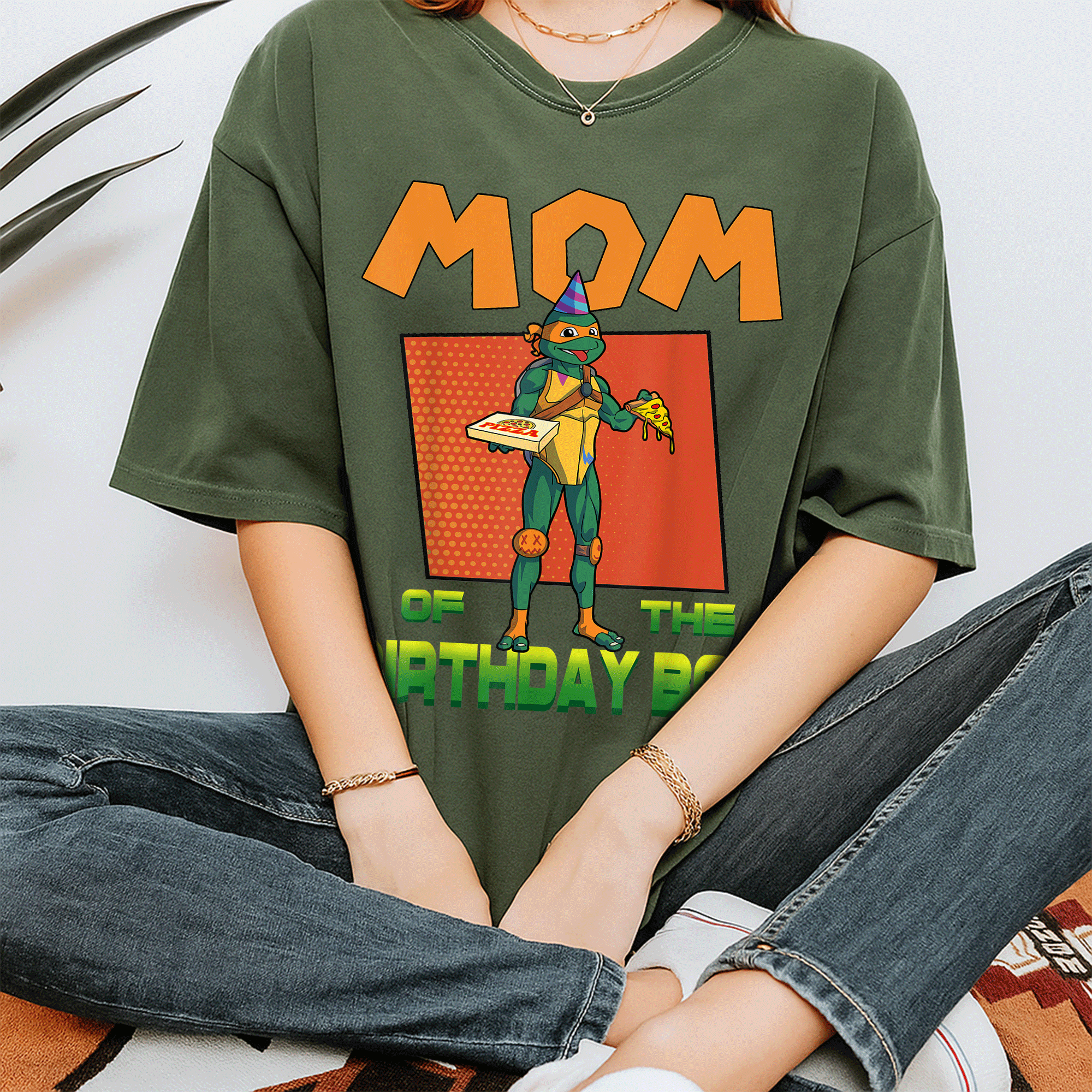 Mademark TMNT Mikey Pizza Theme Party T-Shirt for Mommy of the Birthday Boy - Fun and Stylish Celebration Outfit - 7