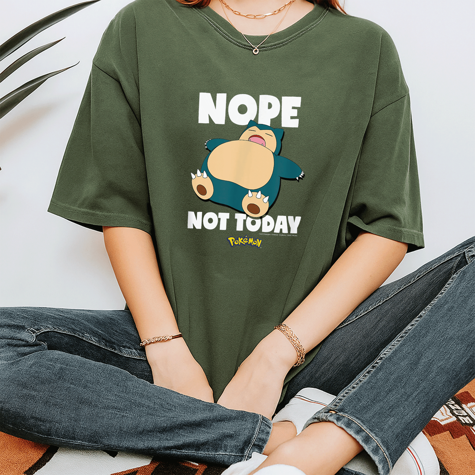 Cozy Pokémon Nope Not Today Snorlax T-Shirt: Fun Design Perfect for Fans Who Love to Chill and Relax in Style! - 7