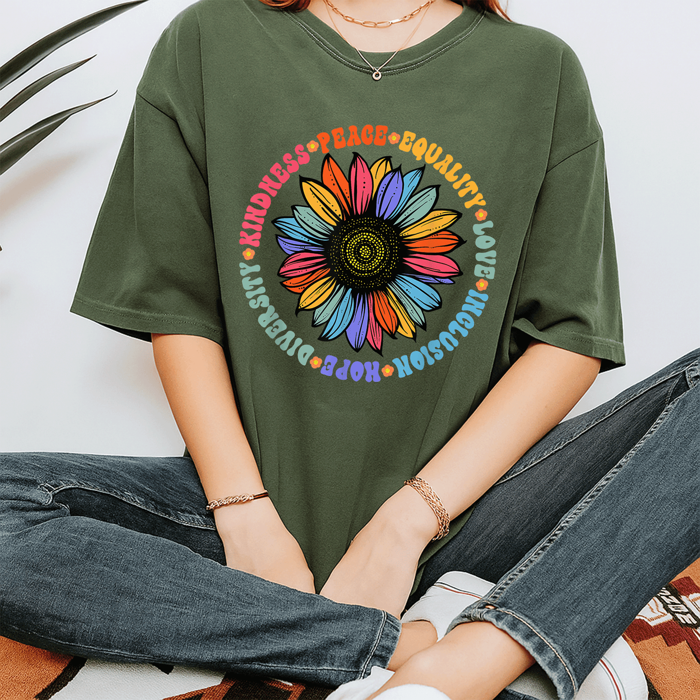 Kindness Love Equality Diverse Human Rights T-Shirt – Spread Peace, Hope, and Unity with Vibrant Graphic Design - 7