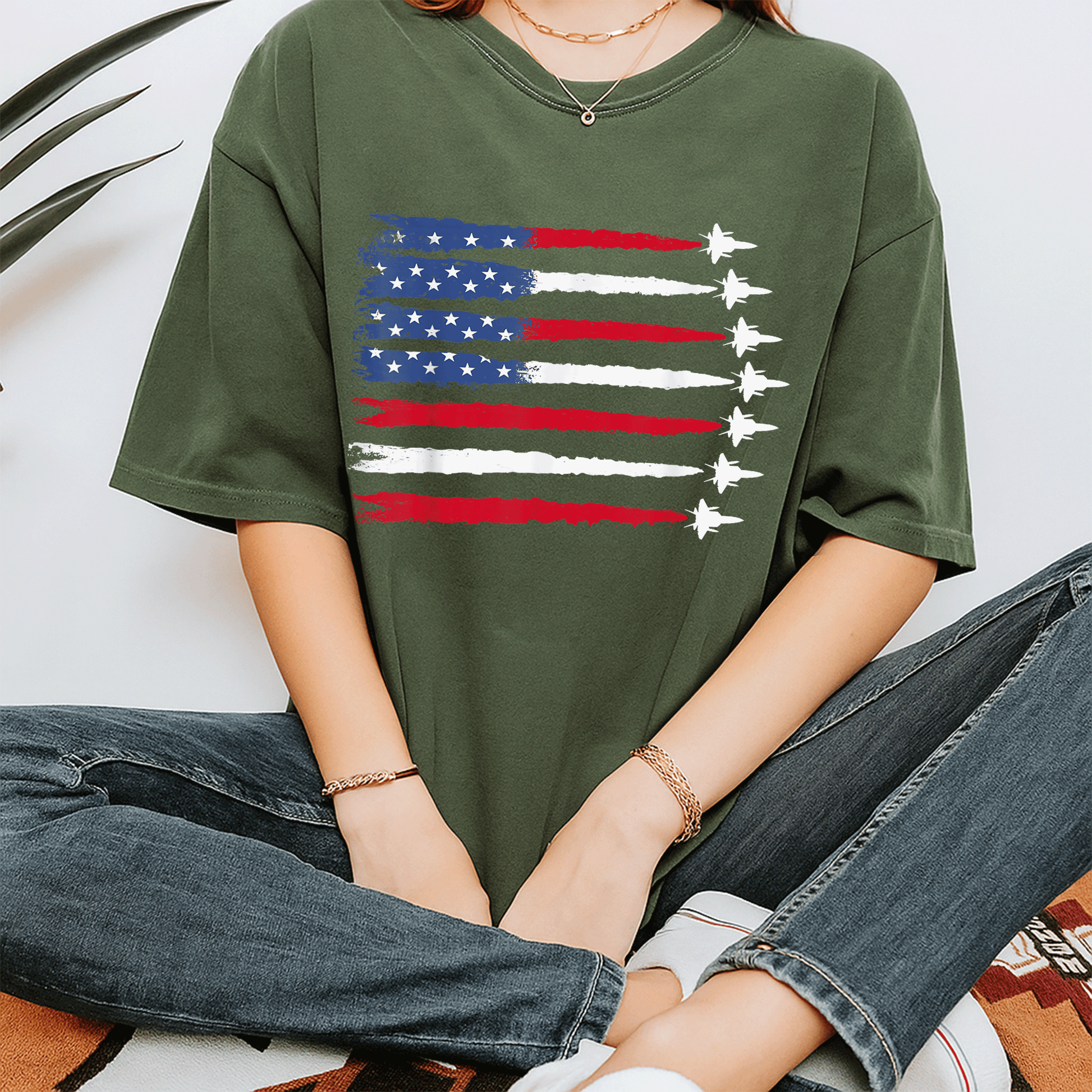 Patriotic USA Flag Fighter Jets 4th of July T-Shirt for Men and Women - Celebrate Independence Day in Style! - 7