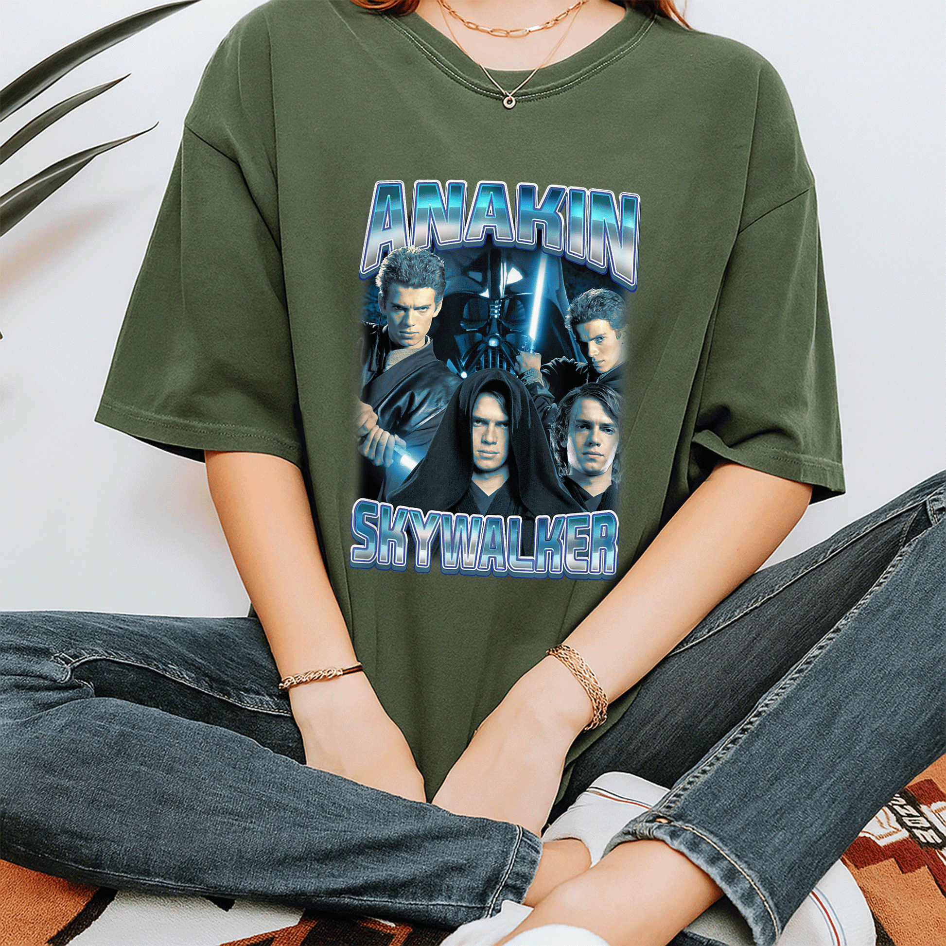 Star Wars Classic Anakin Skywalker Photo Collage Poster T-Shirt for Fans - Stylish Graphic Tee Celebrating Iconic Sith Lord - 7