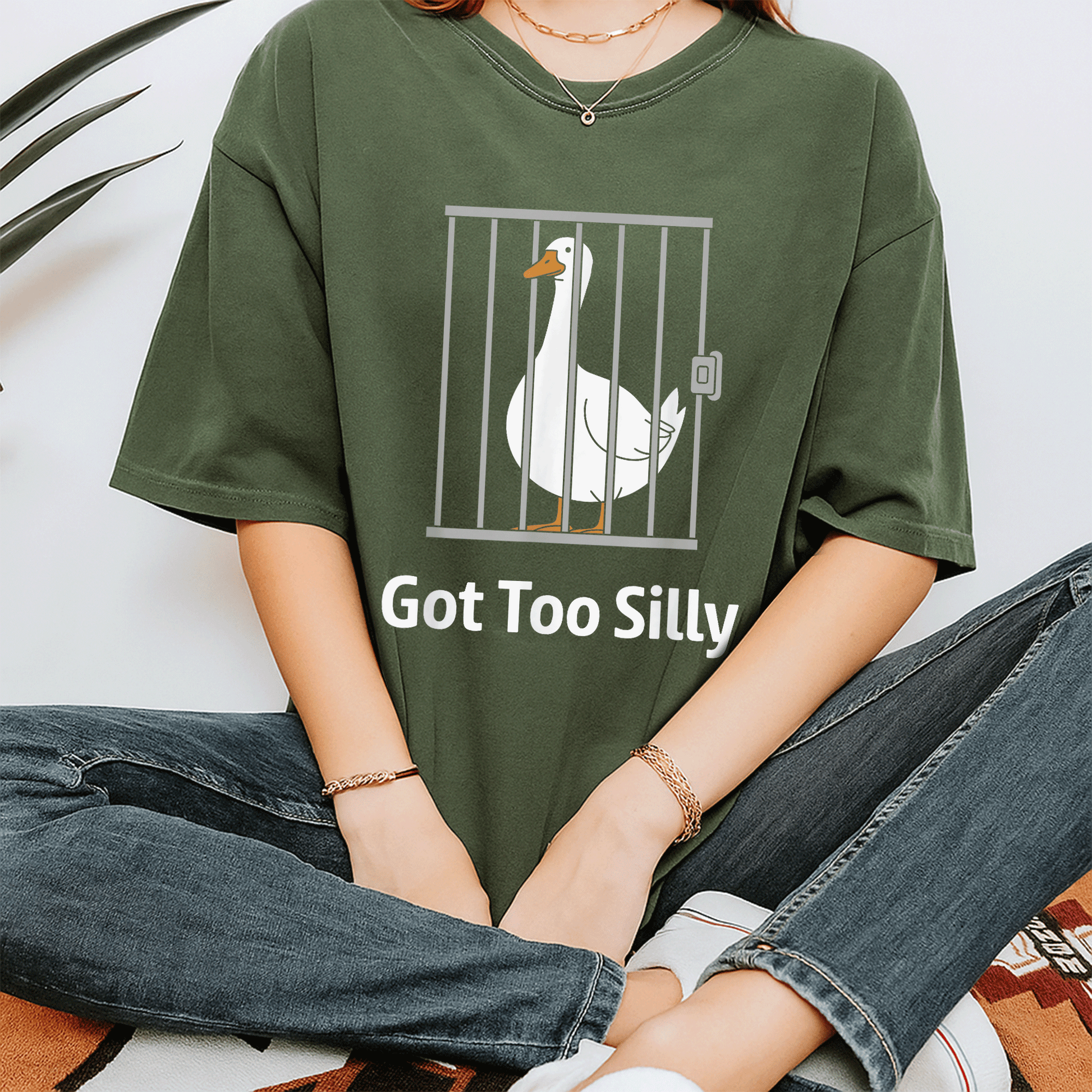 Funny Goose Pun Humor T-Shirt for Animal Lovers - Got Too Silly Graphic Tee with Quirky Goose Design for Casual Wear - 7