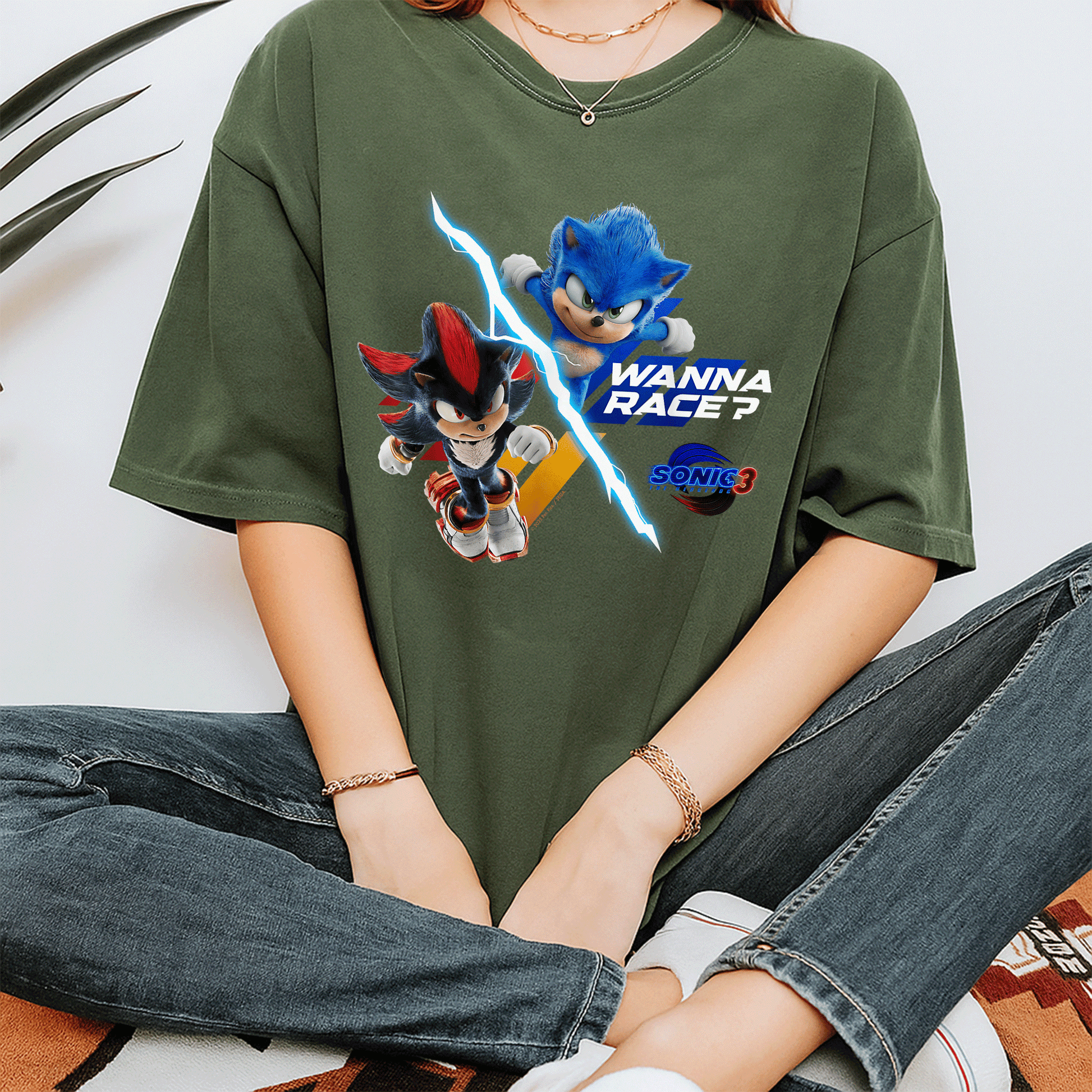 Sonic the Hedgehog 3 Wanna Race T-Shirt for Gamers – Fun & Stylish Graphic Tee Featuring Iconic Racing Design - 7
