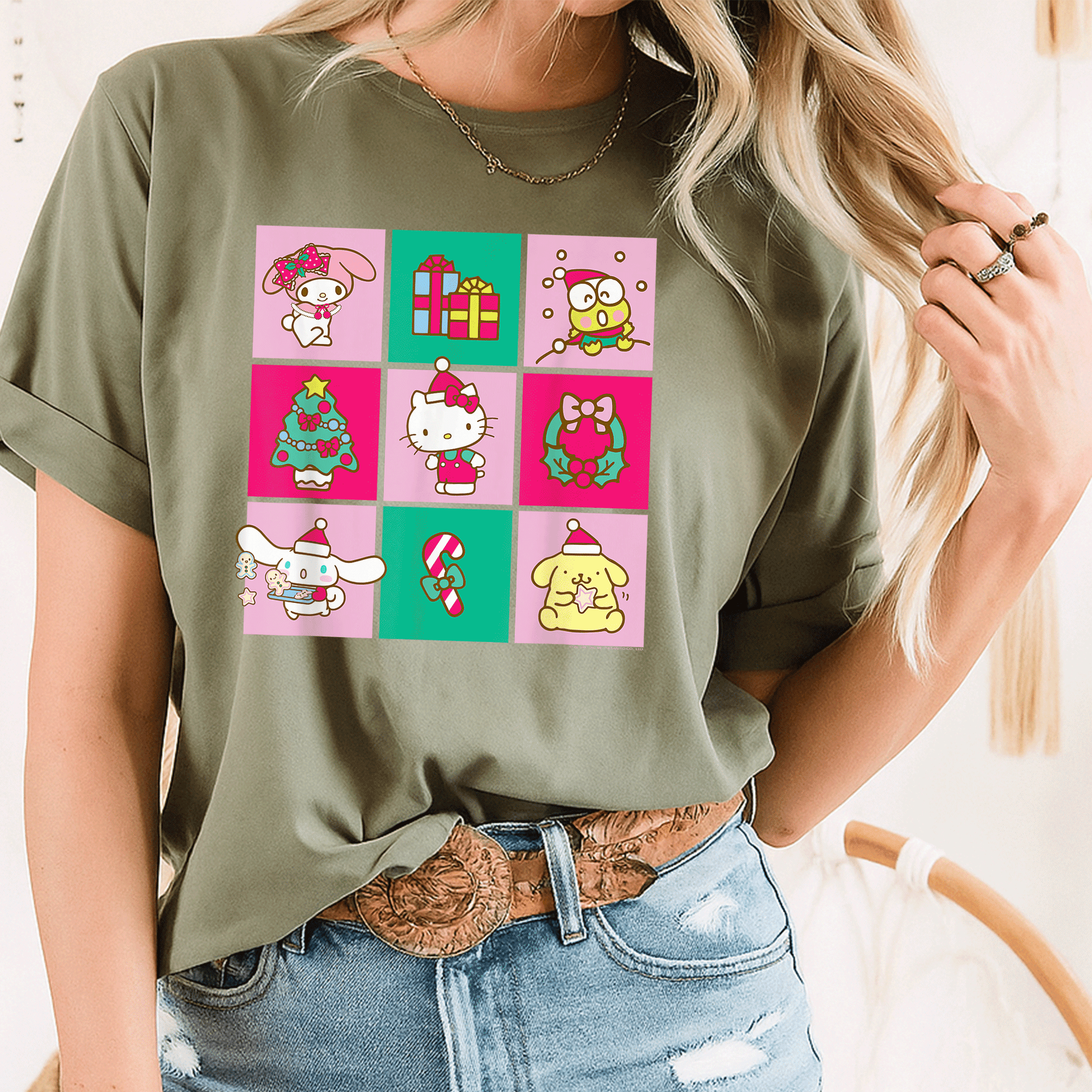 Hello Sanrio Friends Christmas Time Tee Shirt Adorable Holiday T-Shirt with Cute Characters for Festive Fun and Celebration - 8