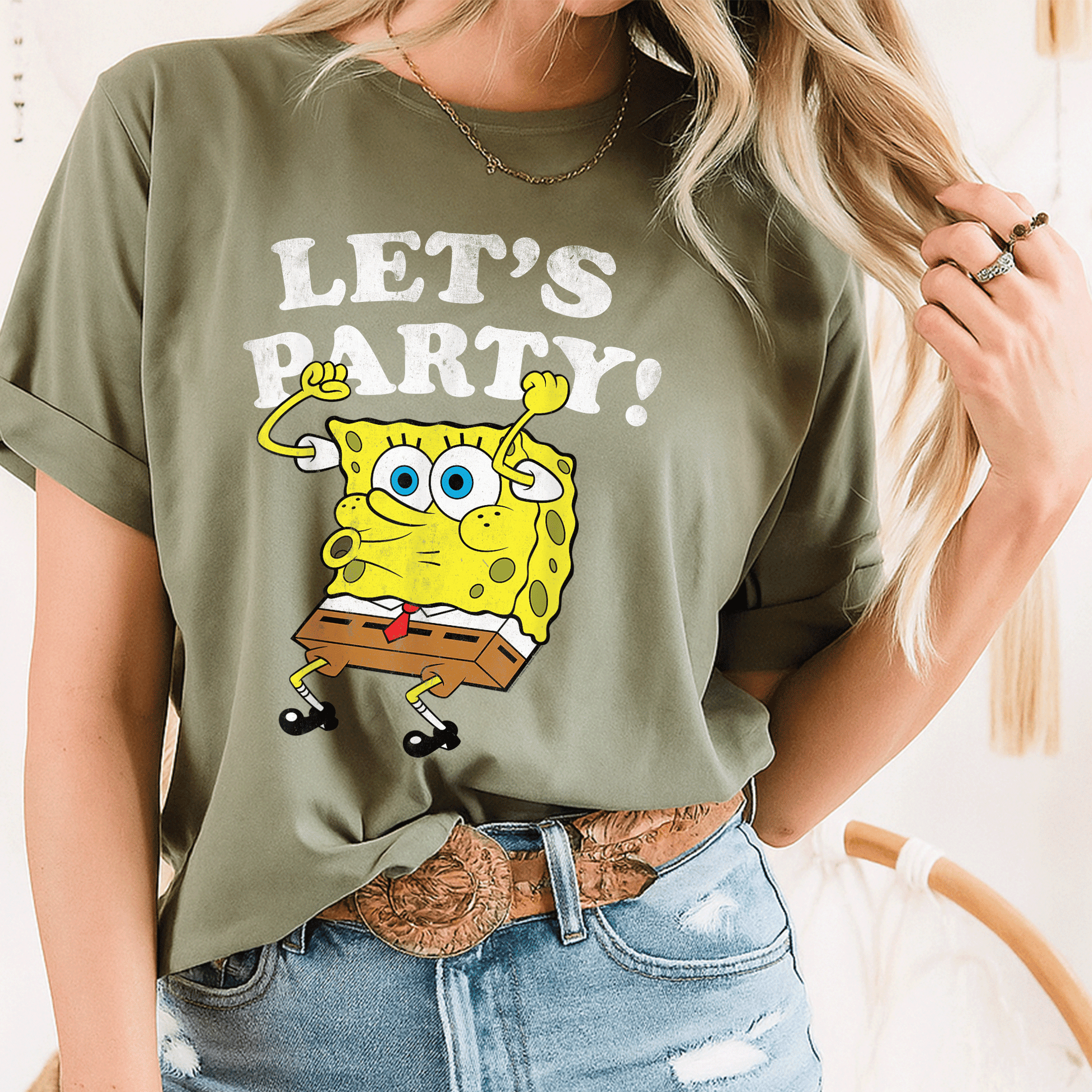 Spongebob Squarepants Lets Party T-Shirt Fun and Colorful Cartoon Design Perfect for Fans of All Ages and Celebrations - 8