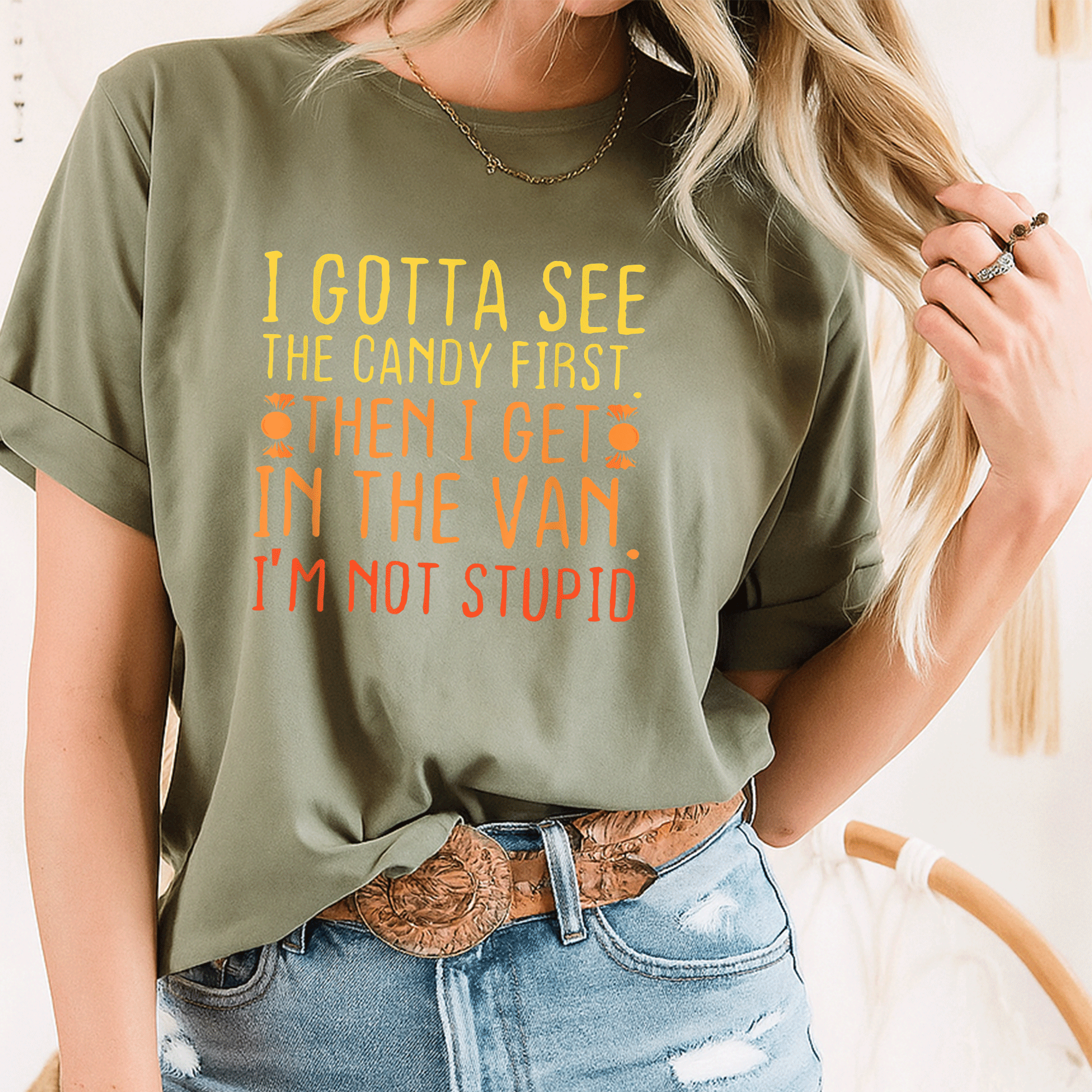 I Gotta See The Candy First T-Shirt | Funny Creepy Adult Graphic Tee for Halloween Lovers and Trick-or-Treat Enthusiasts - 8