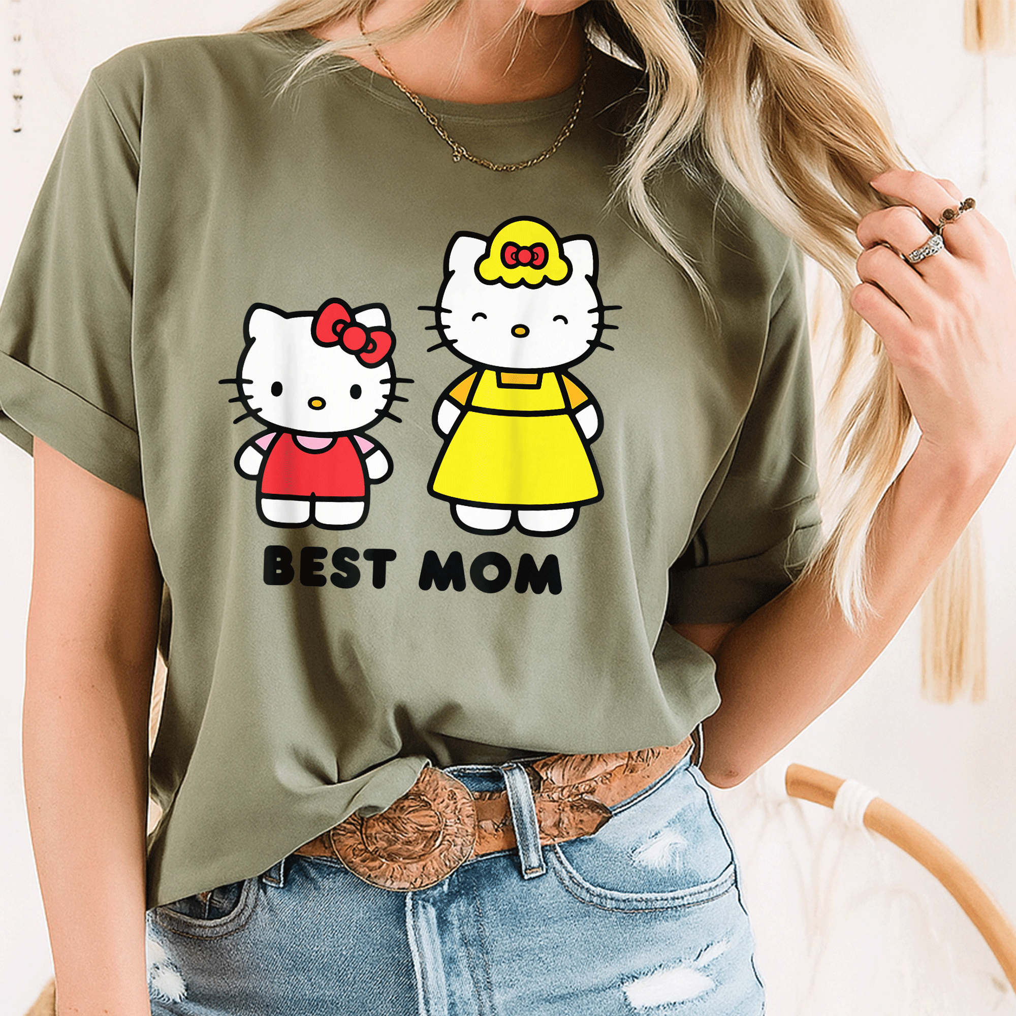 Hello Kitty Best Mom Mother's Day T-Shirt Cute Graphic Tee for Moms with Adorable Hello Kitty Design and Heartwarming Message - 8