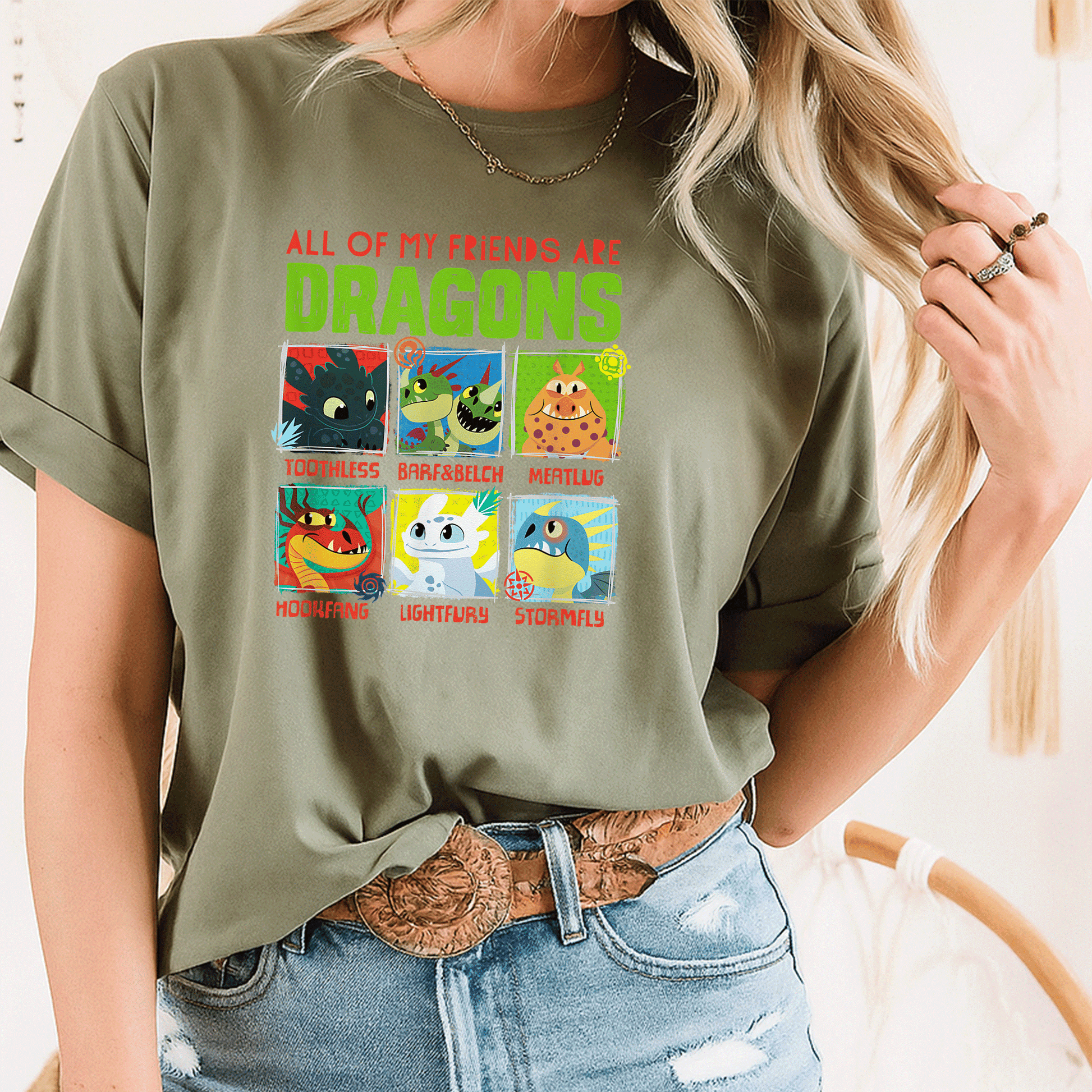 How to Train Your Dragon 3 Hidden World Dragon Friends T-Shirt for Kids and Adults - Fun and Colorful Dragon Design - 8