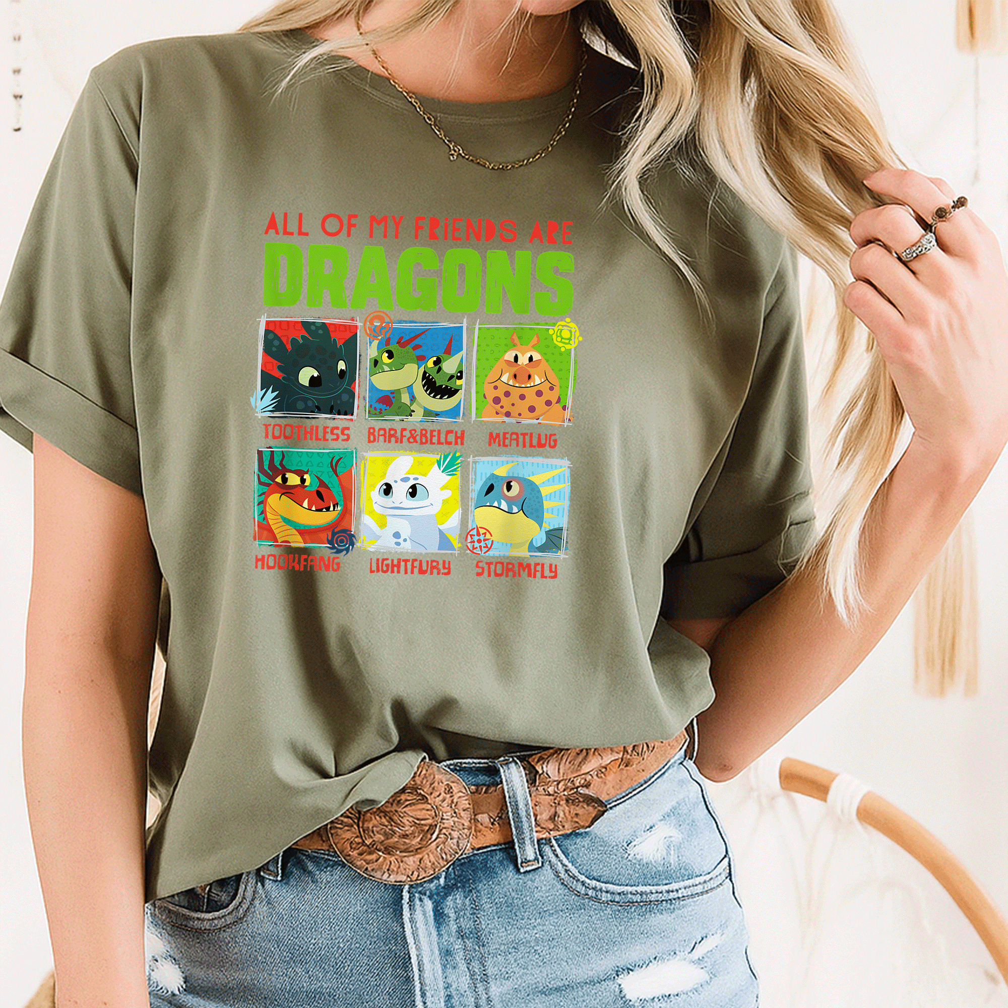 How to Train Your Dragon 3 Hidden World Dragon Friends T-Shirt for Kids and Adults - Fun and Colorful Dragon Design - 8