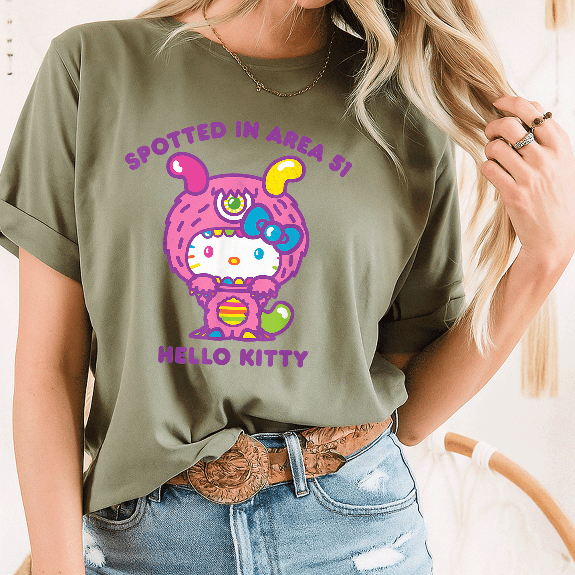 Cute Hello Kitty Spotted in Area 51 Alien Sighting T-Shirt for Fun Lovers and UFO Enthusiasts - Perfect Gift Idea! - 8